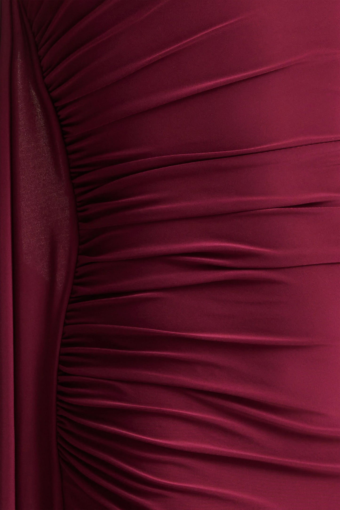 Adelina Burgundy One-Shoulder Maxi Dress With Drape