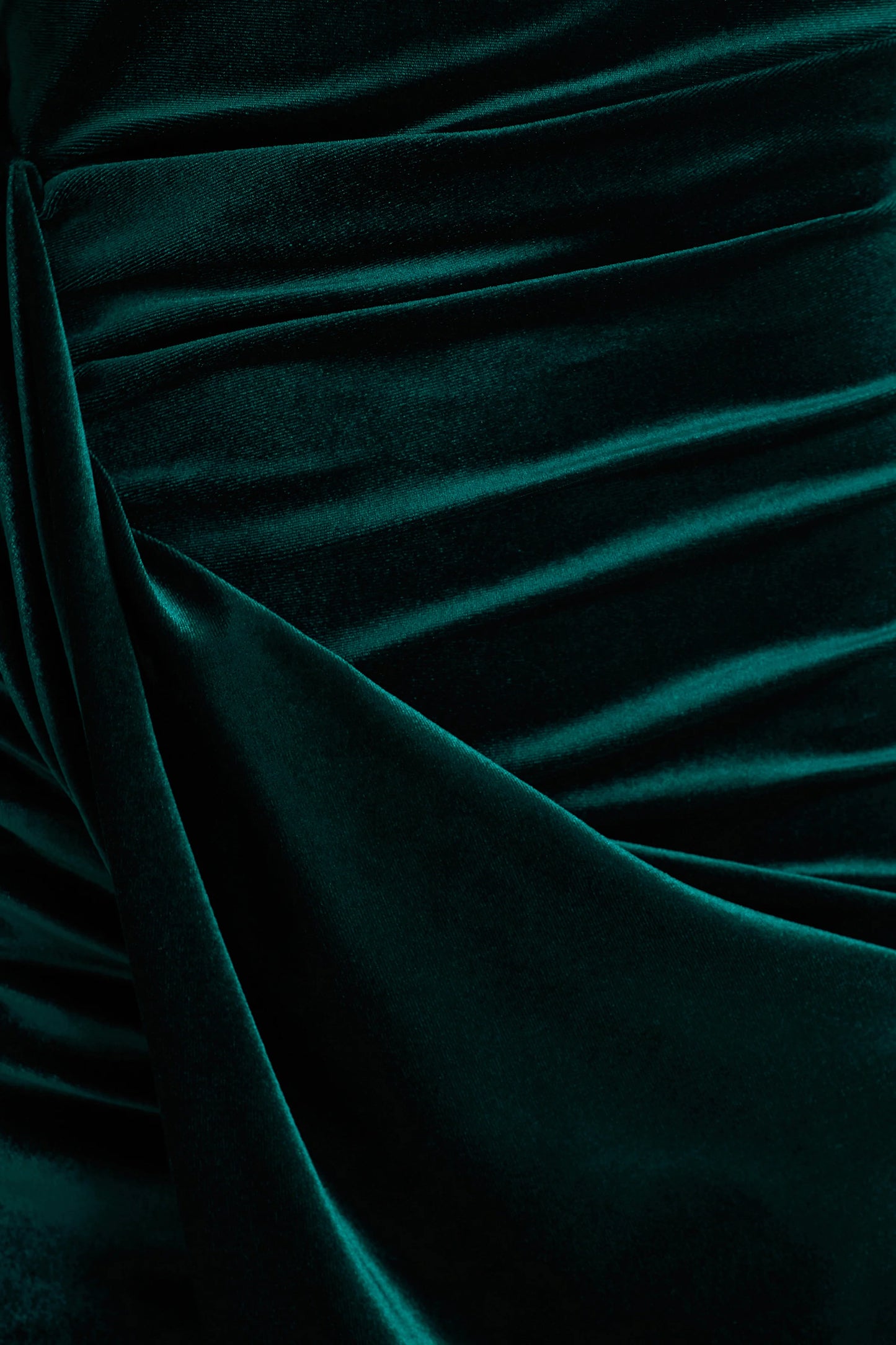 Wishes Bottle Green Velvet High-Neck Maxi Dress With Wrap Skirt