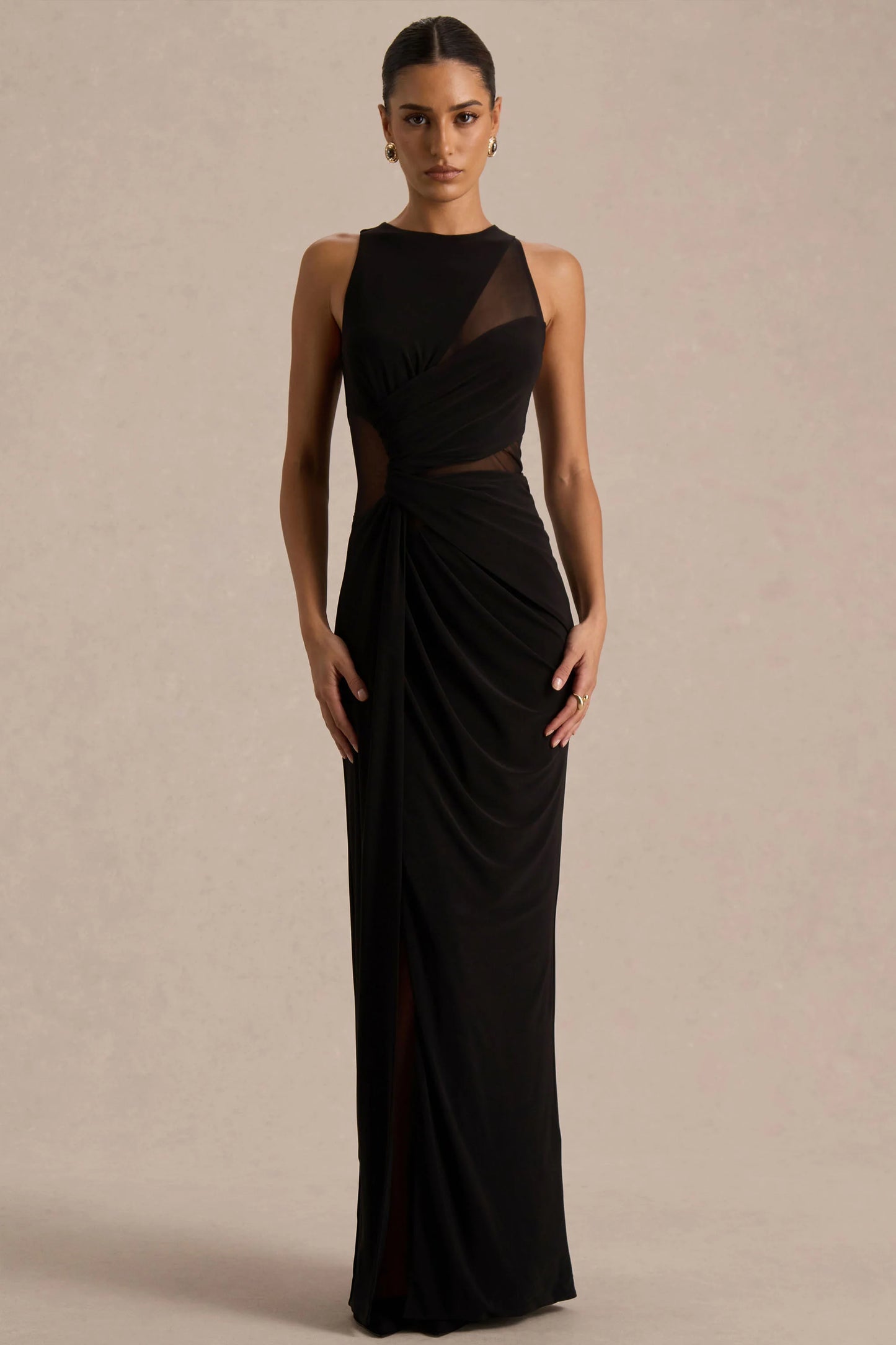 Opaline Black Crew-Neck Maxi Dress