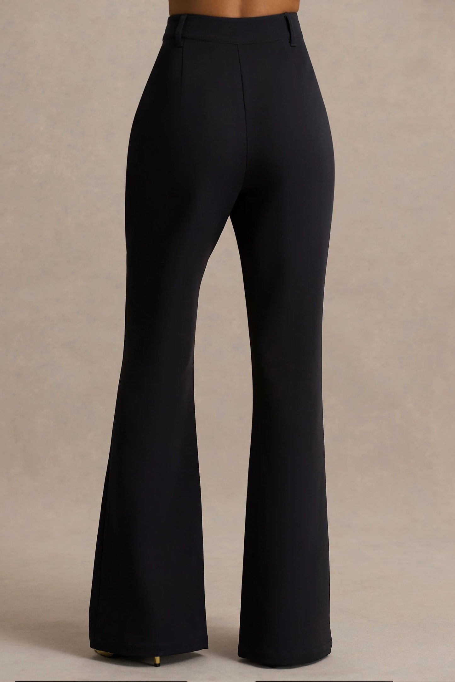 Carina Black Flared-Leg Tailored Trousers