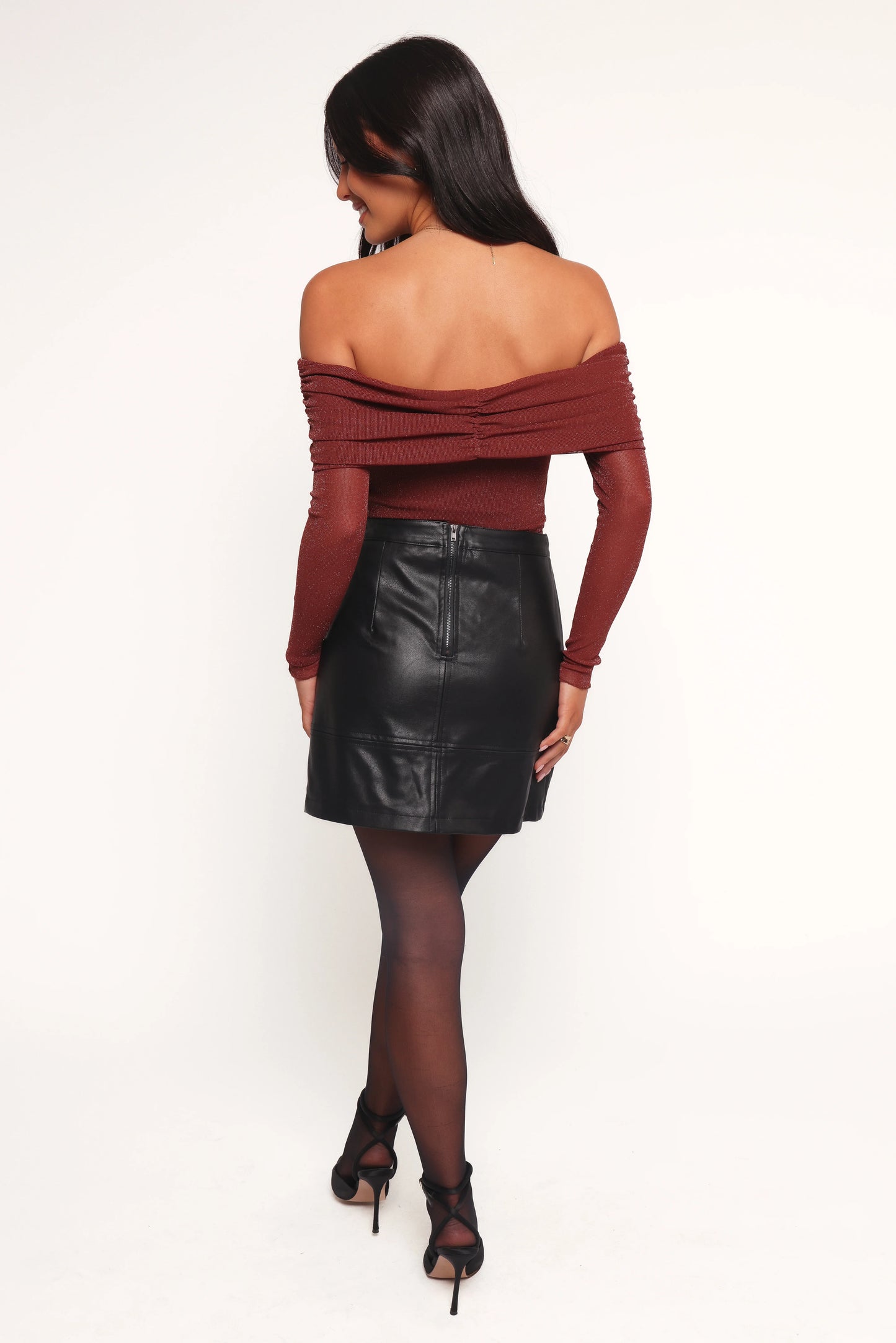 Raya Off Shoulder Top - Merlot