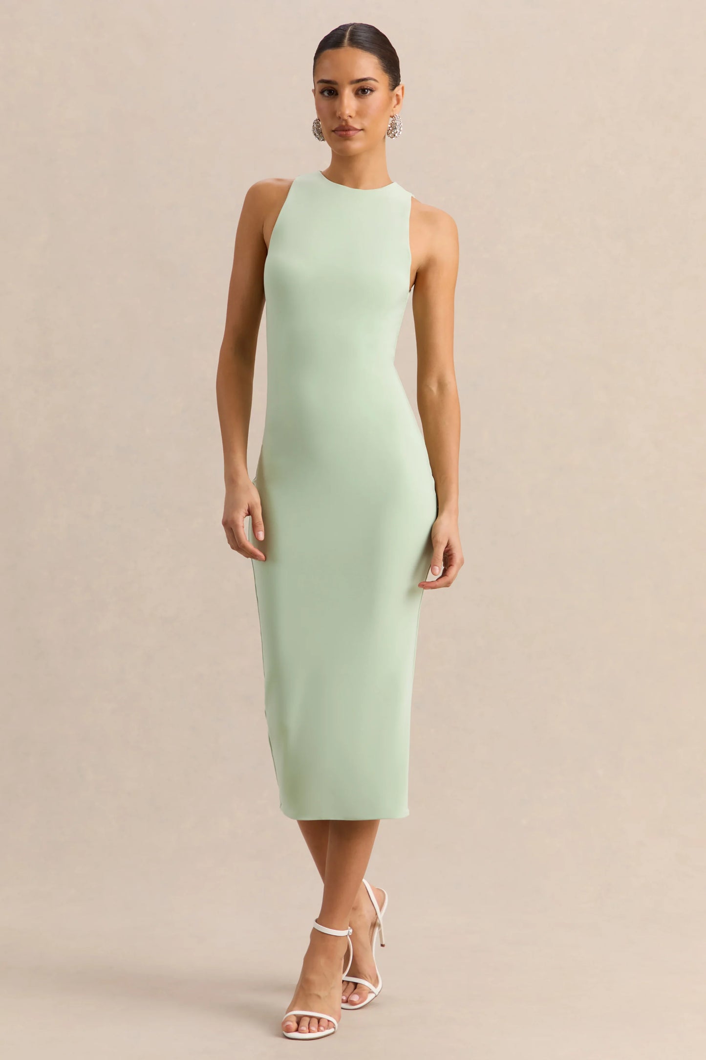 Mirana Mint High-Neck Midi-Dress