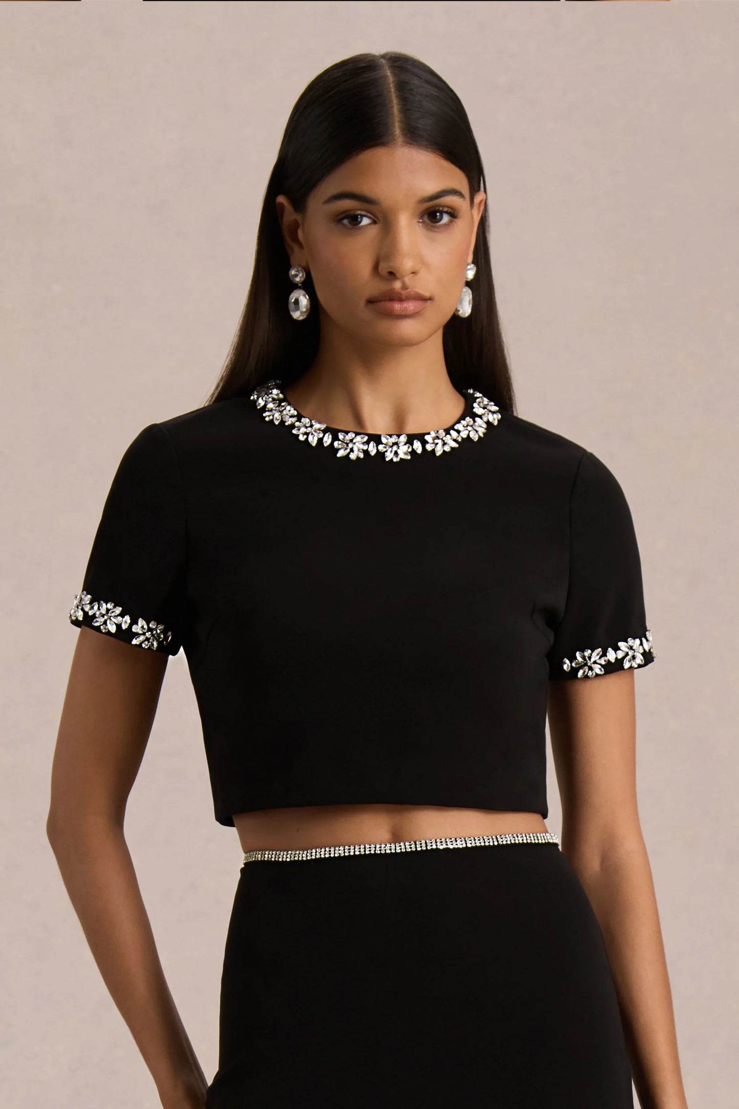 Salma Black Hand-Embellished Top