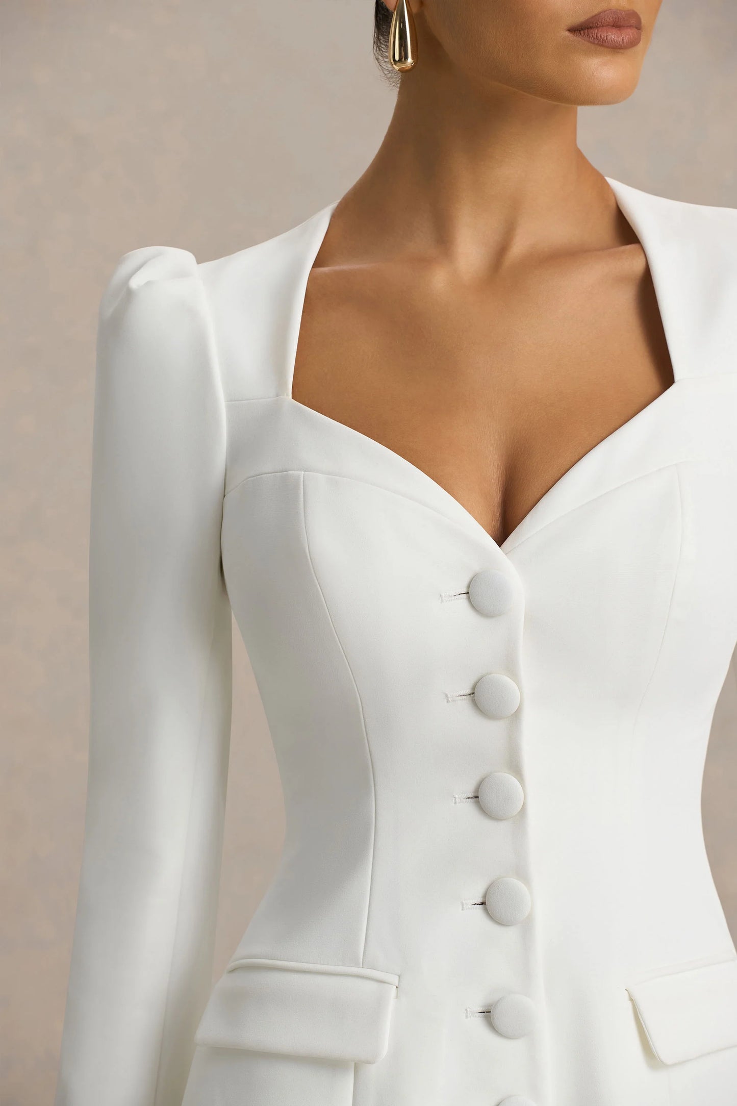 Carmen White Sweetheart-Neck Tailored Mini Dress