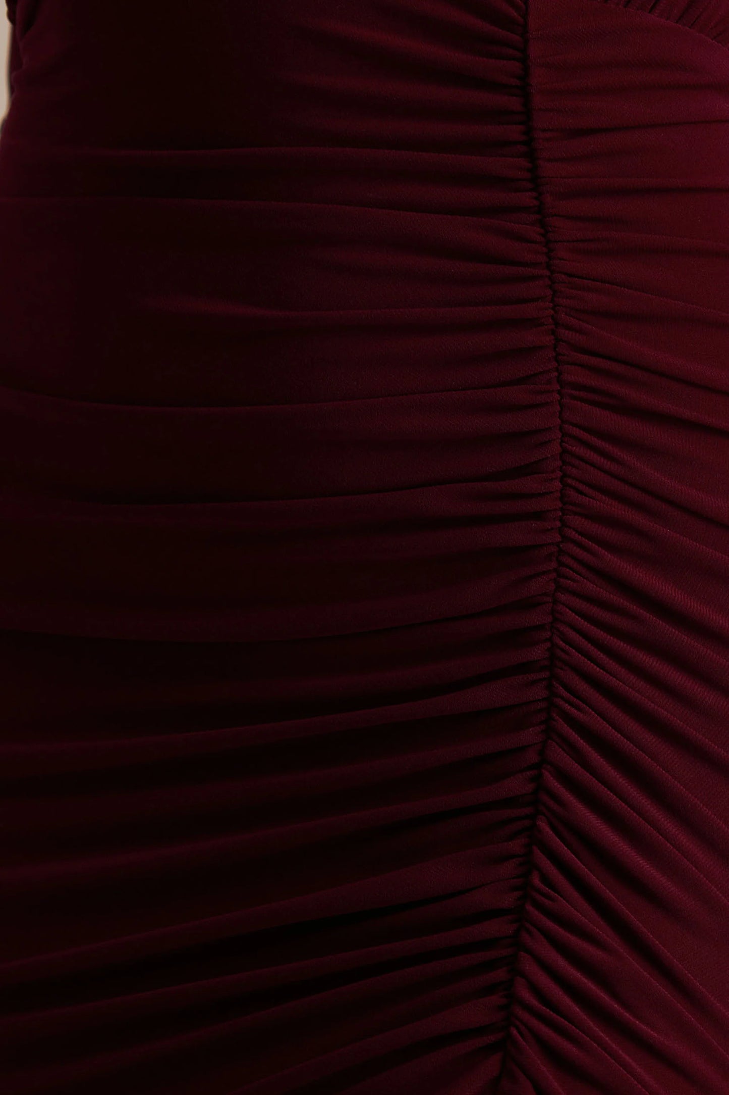 Command Burgundy Plunge-Neck Maxi Dress With Front-High Split