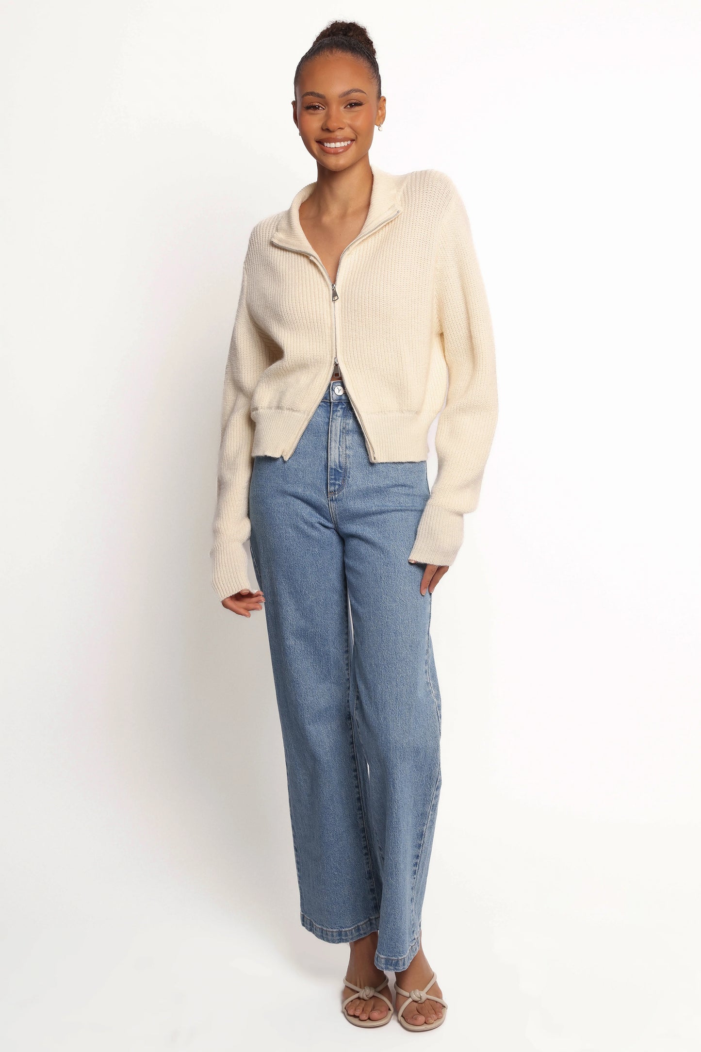 Kourtney Zip Cardigan - Cream