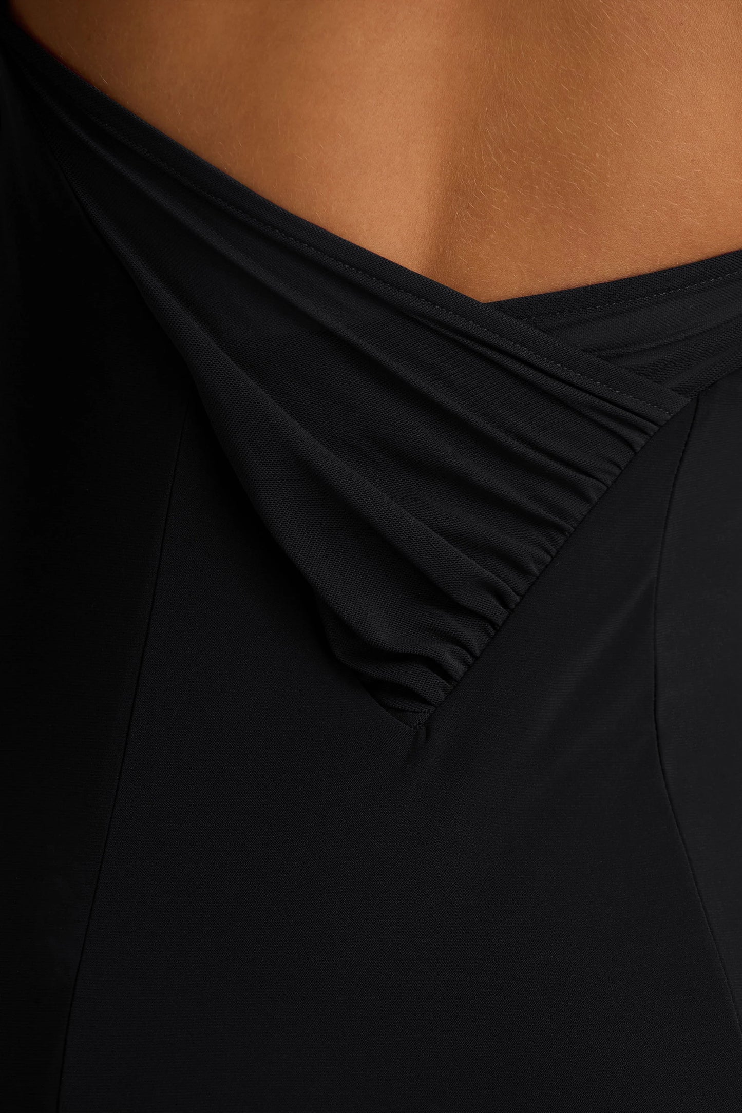Gabbie Black Cowl-Neck Maxi Dress With Mesh Back Detail
