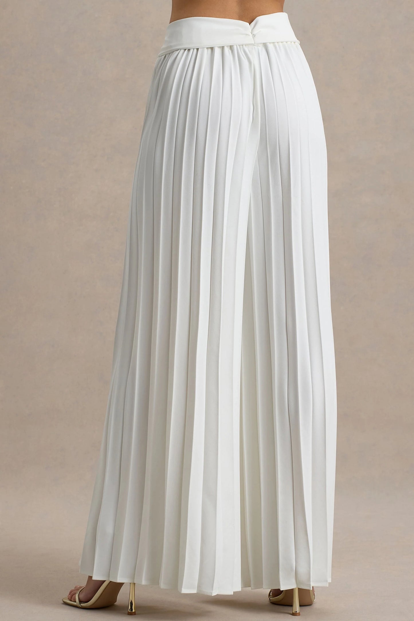 Eclipse Cream Pleated Wide-Leg Trousers
