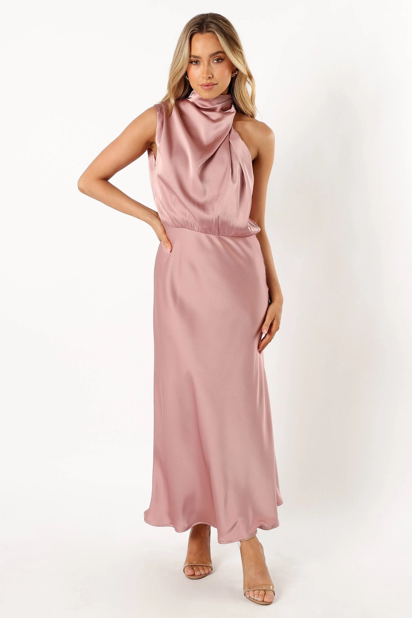 Anabelle Halter Neck Midi Dress - Blush