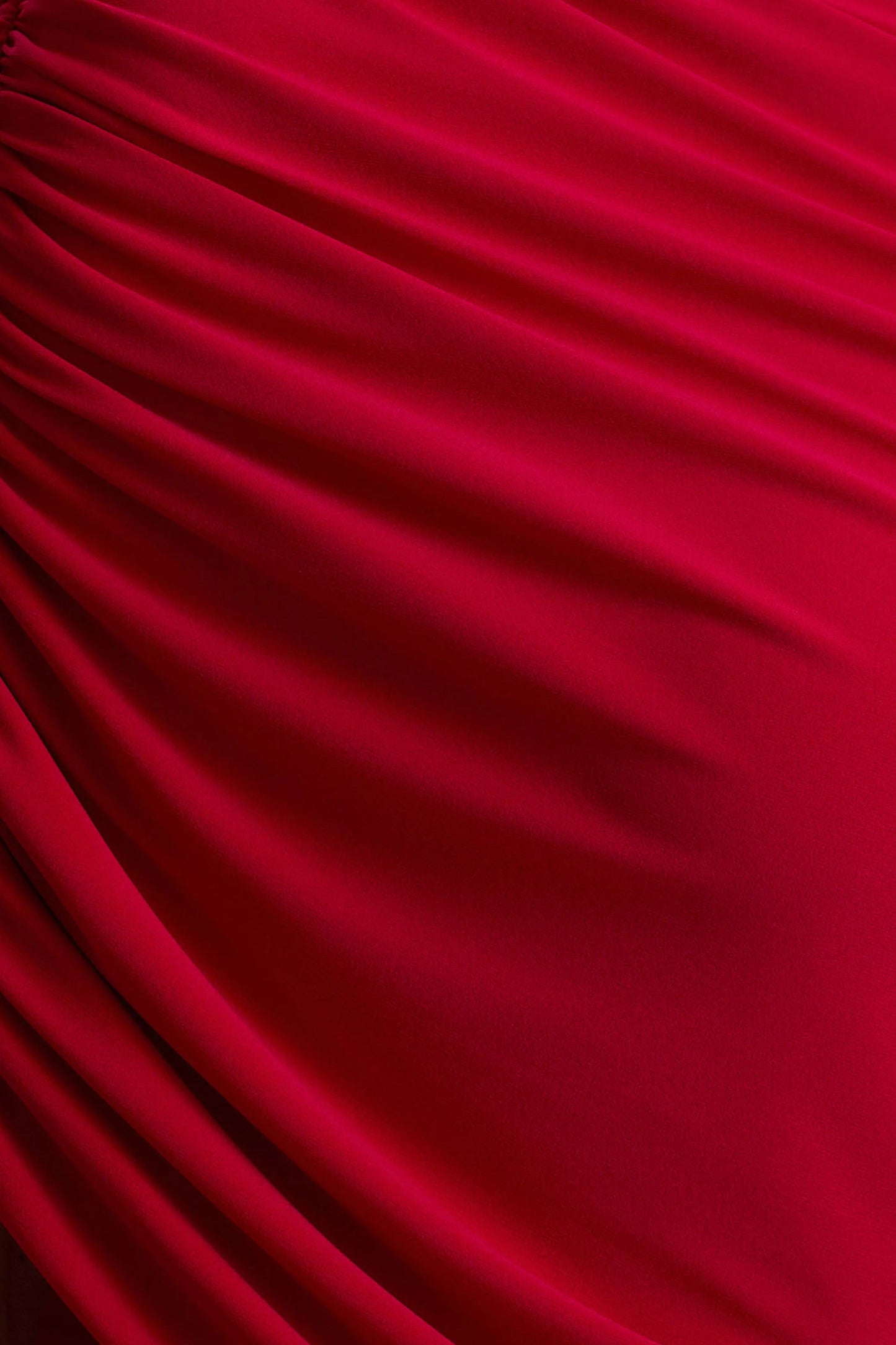 Sylvie Red Asymmetric-Neck Maxi Dress
