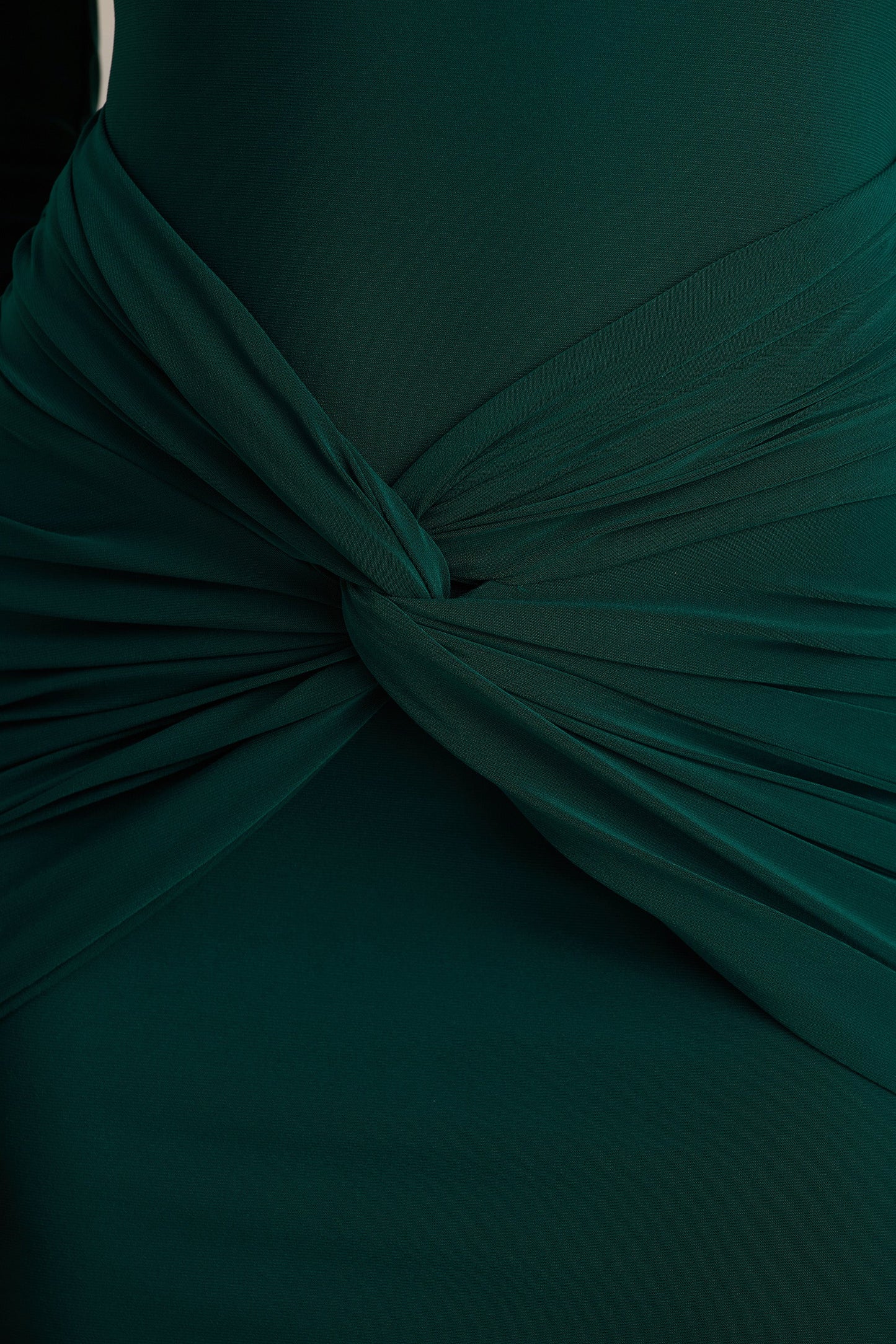 Alula Bottle Green High-Neck Maxi Dress With Twist Detail
