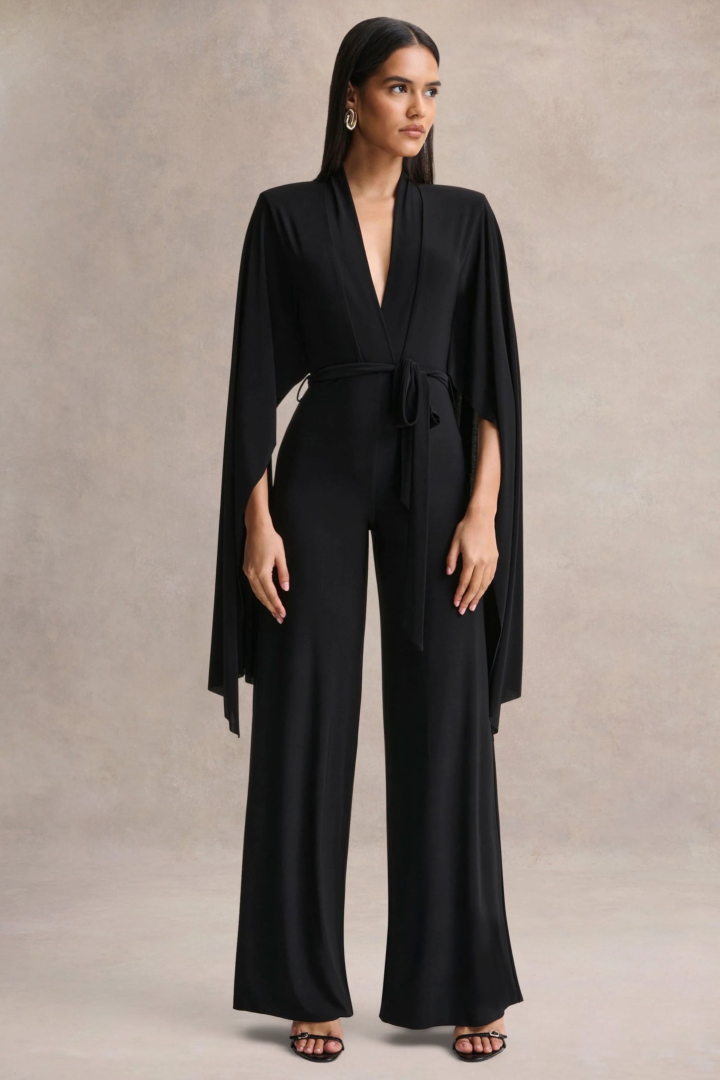 Laurina Black Plunge-Neck Jumpsuit