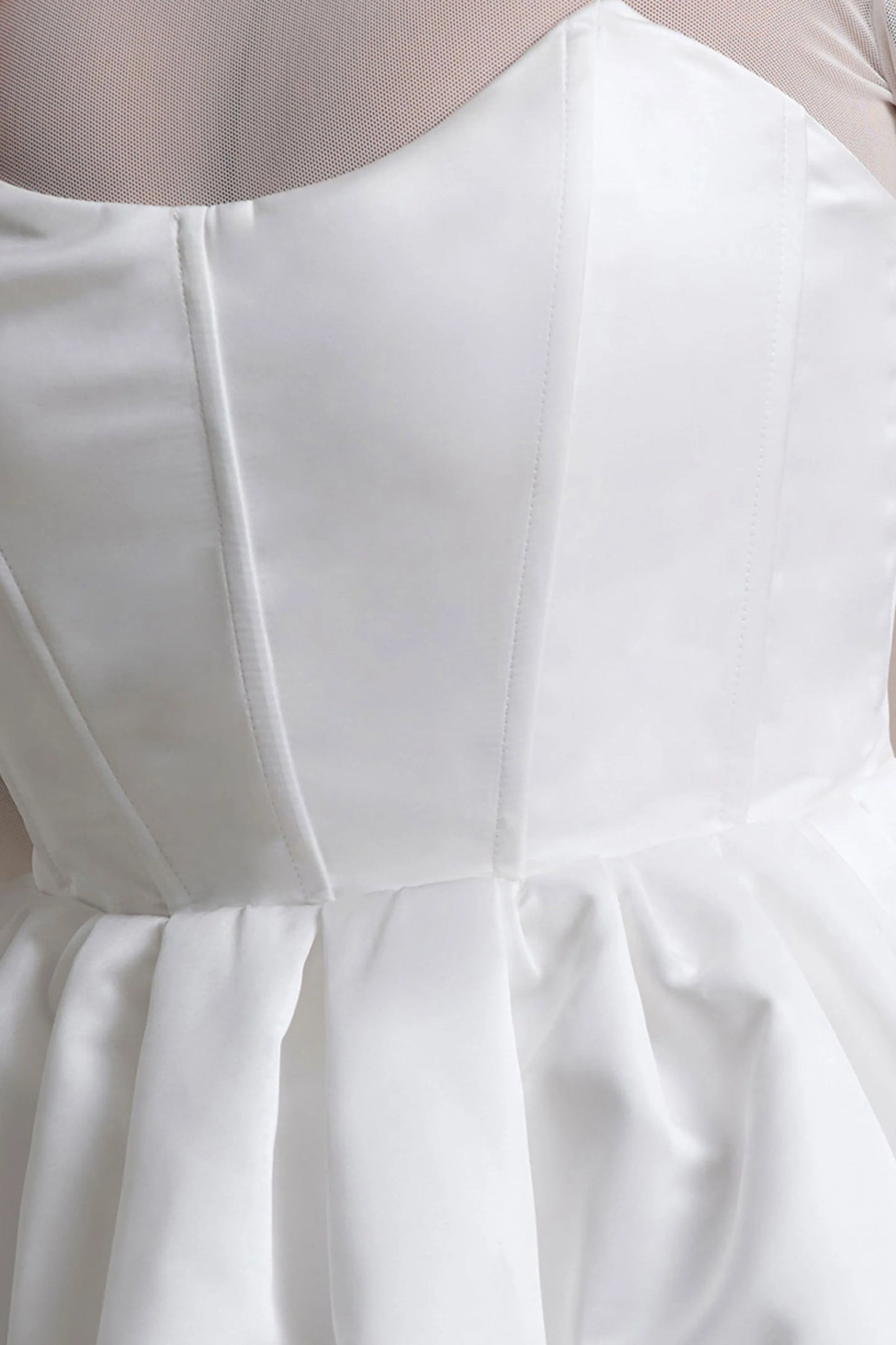 Tinkerbell White Satin Long-Sleeve Puffball Mini Dress