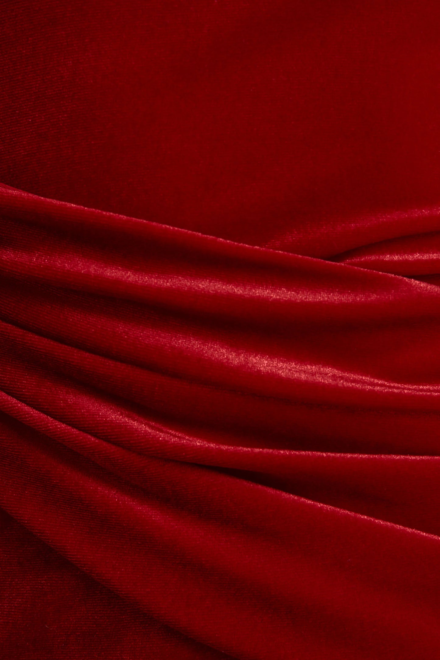 Hadria Red Velvet Asymmetric-Neck Maxi Dress With Sash-Detail