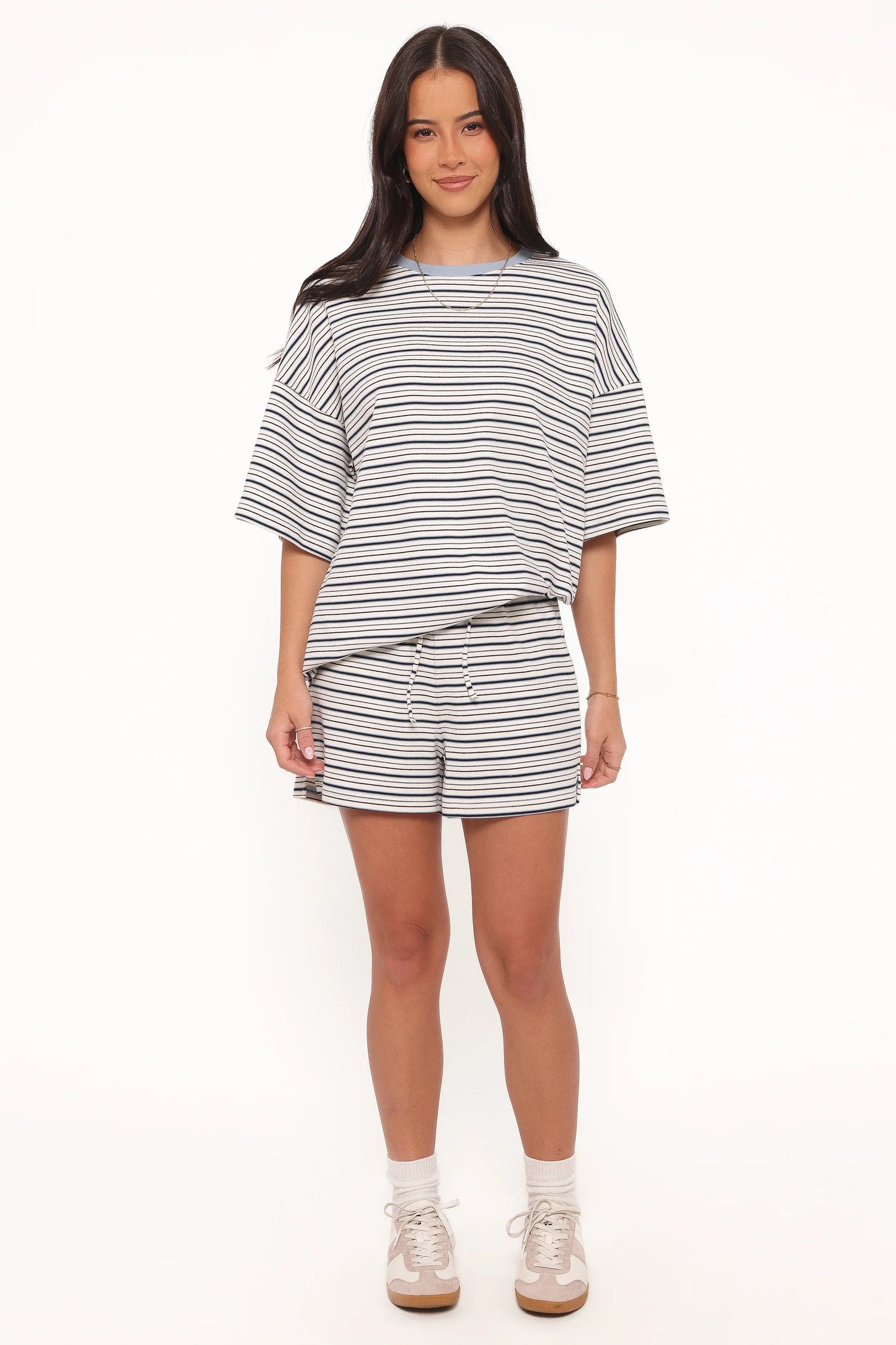 Hellen Stripe Short Set - Blue/Cream Stripe