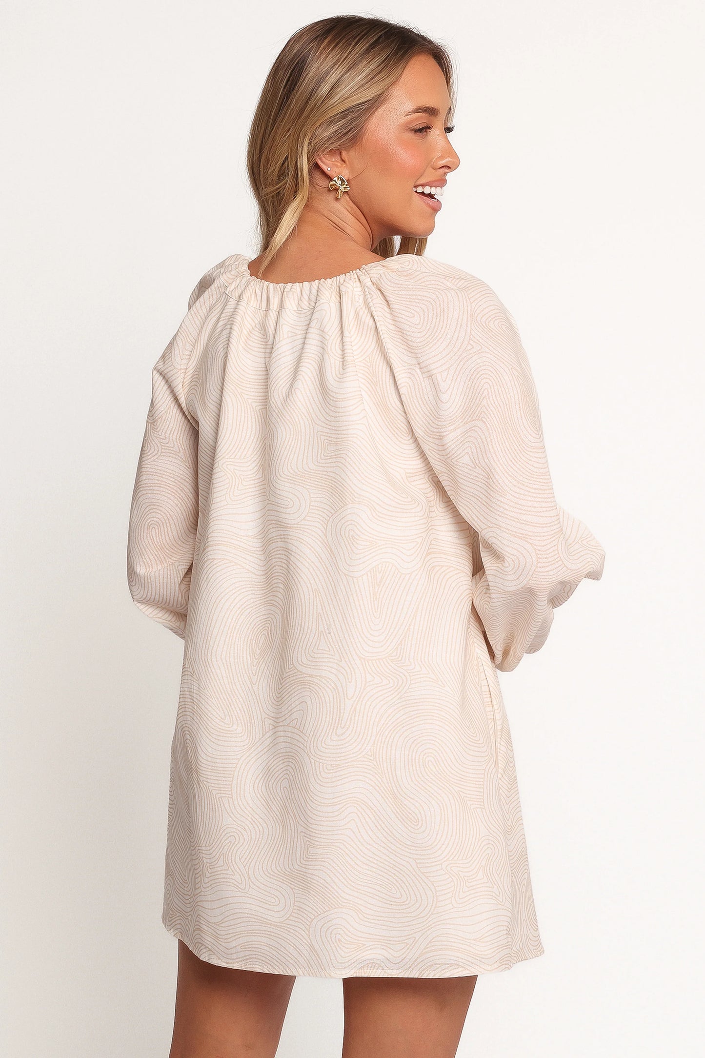 Walker Smock Mini Dress - Tan Swirl
