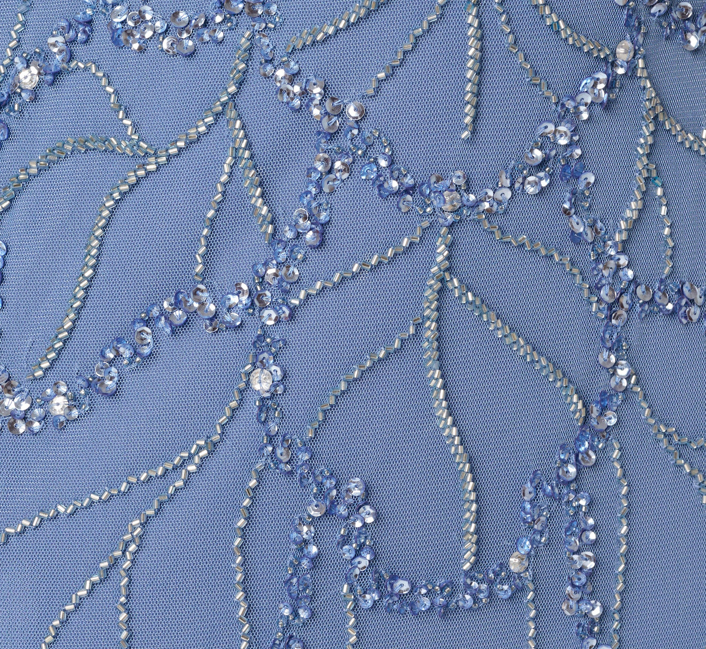 Flutter Sleeve Surplice Beaded Gown In French Blue