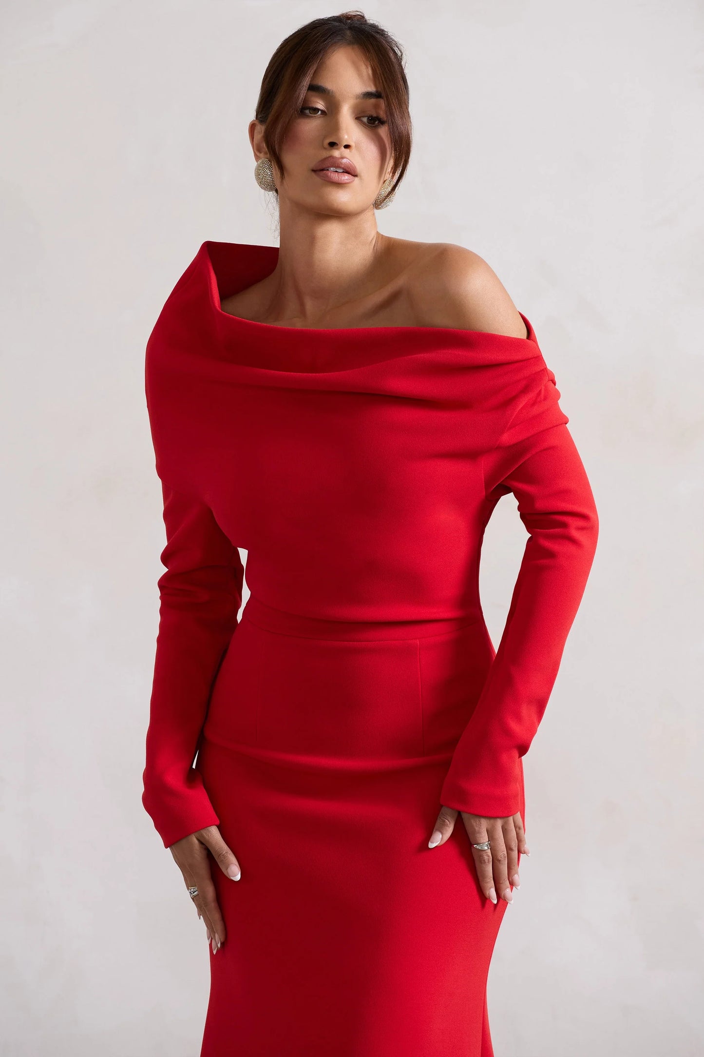 Lou Red One-Shoulder Asymmetric Maxi Dress