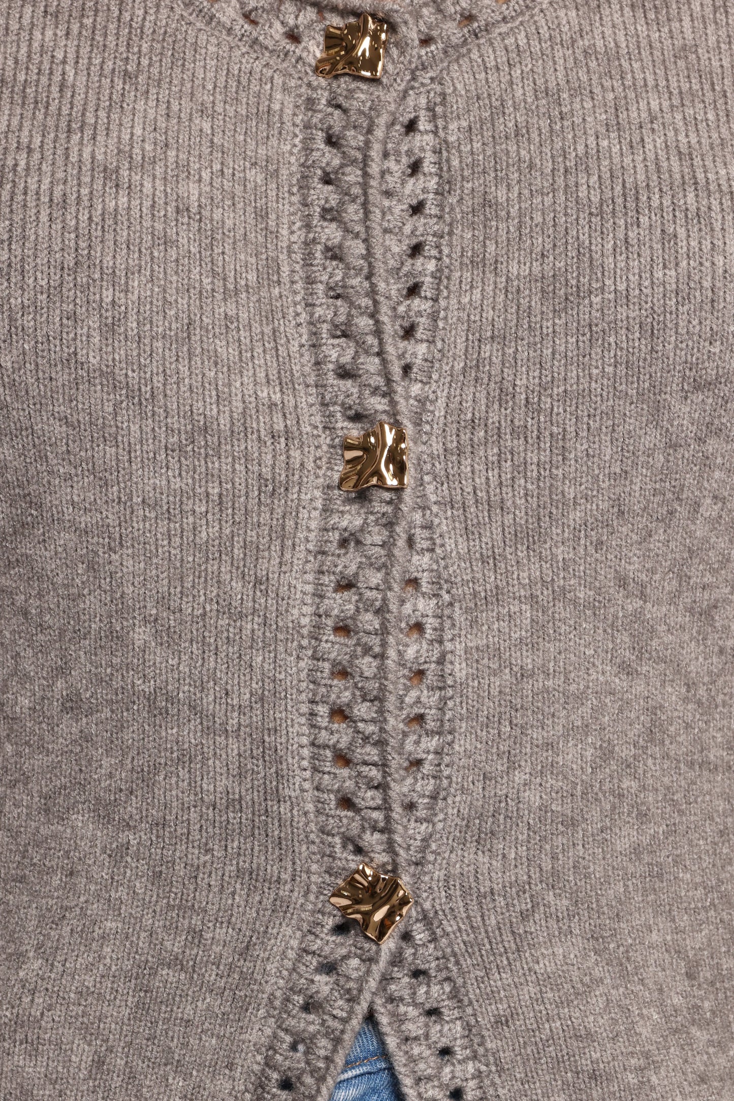 Quay Button Front Cardigan - Heather Grey