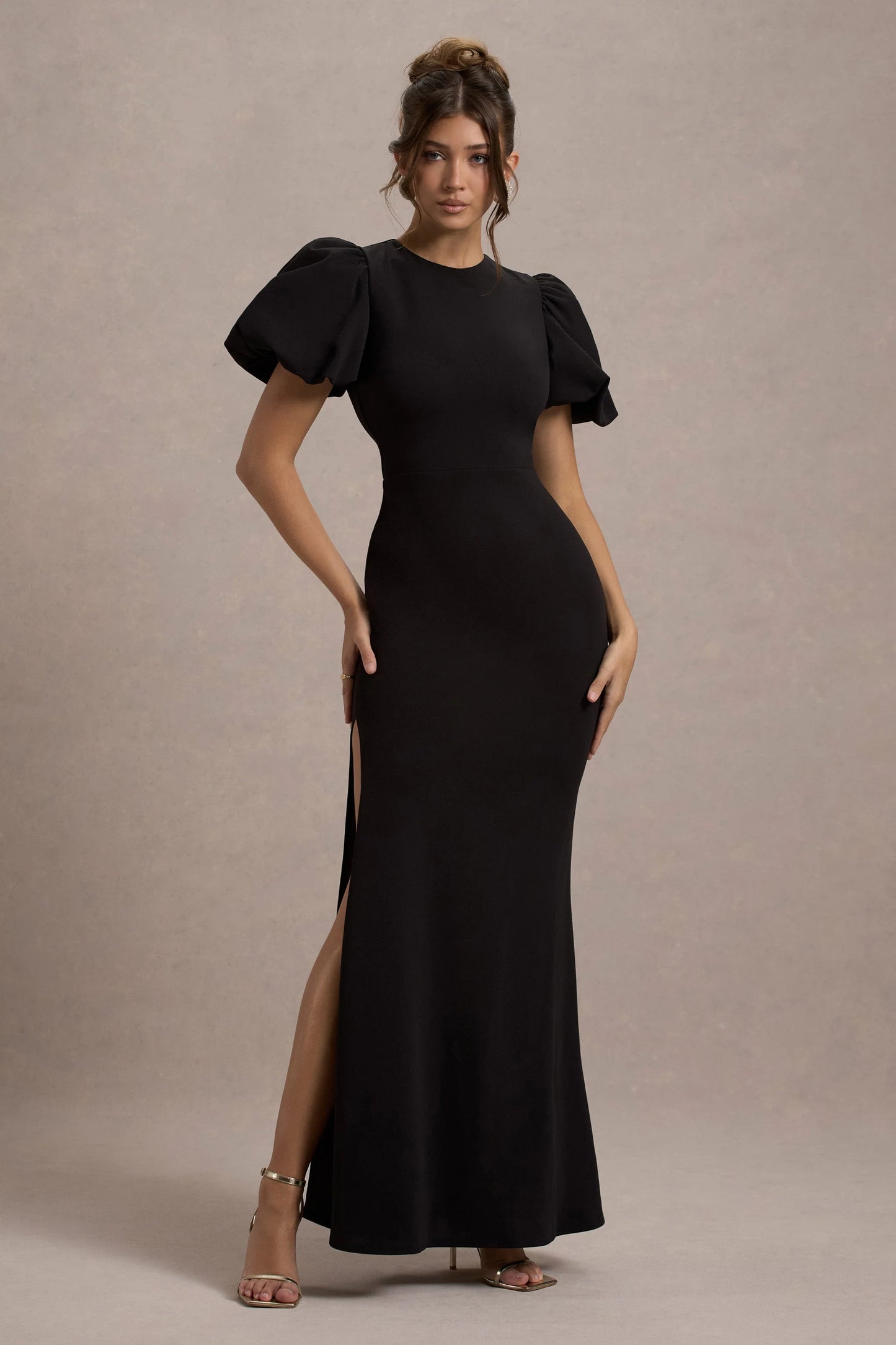 Love Letters Black Puff-Sleeve Maxi Dress