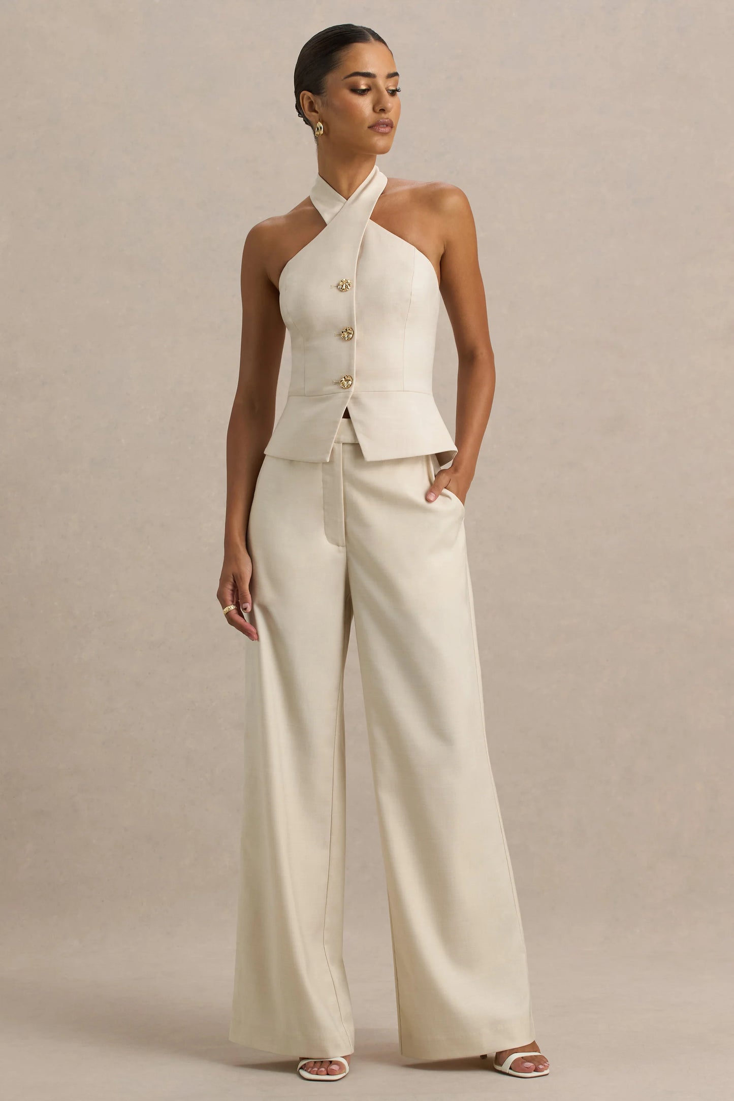 Bellarose Nude Wide-Leg Trousers