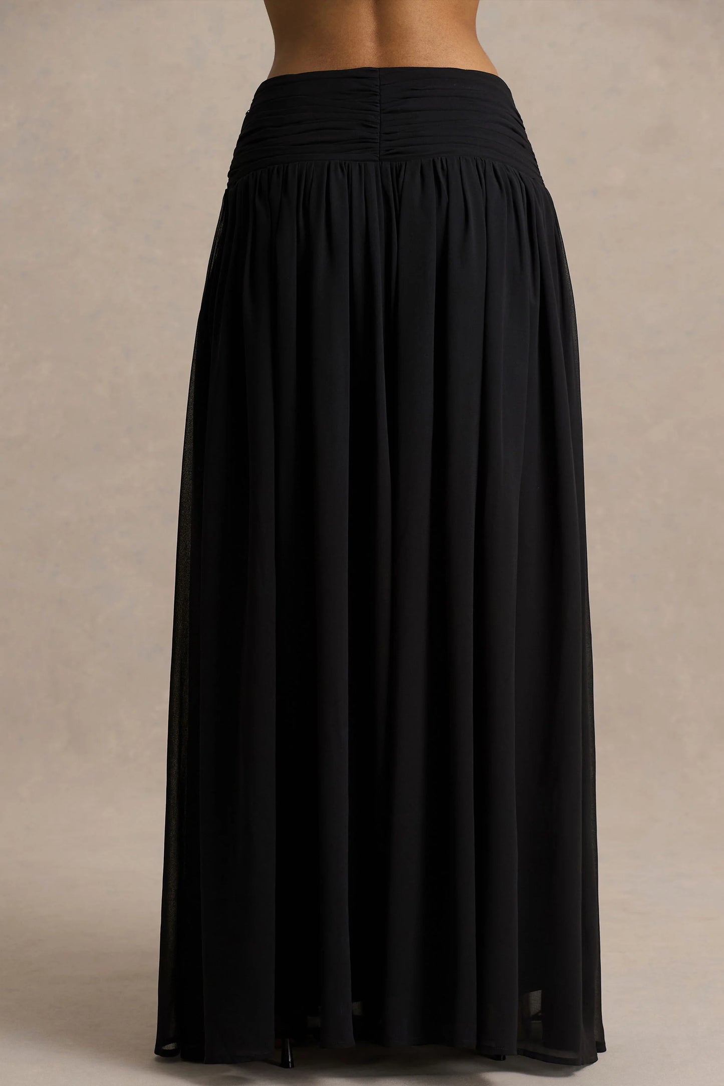 Spencer Black Chiffon Pleated Maxi Skirt