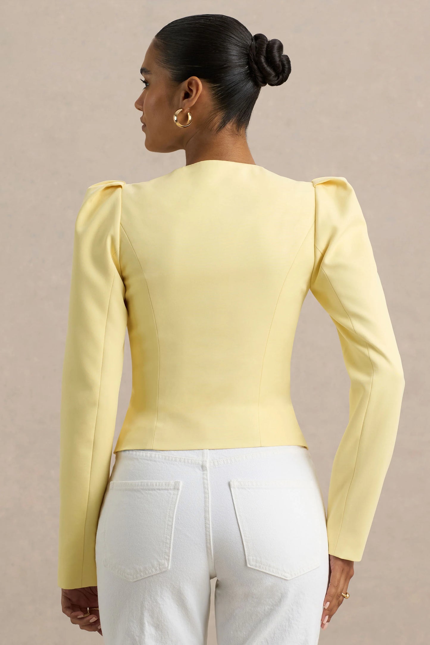 Olympia Lemon Sweetheart-Neck Tailored Top