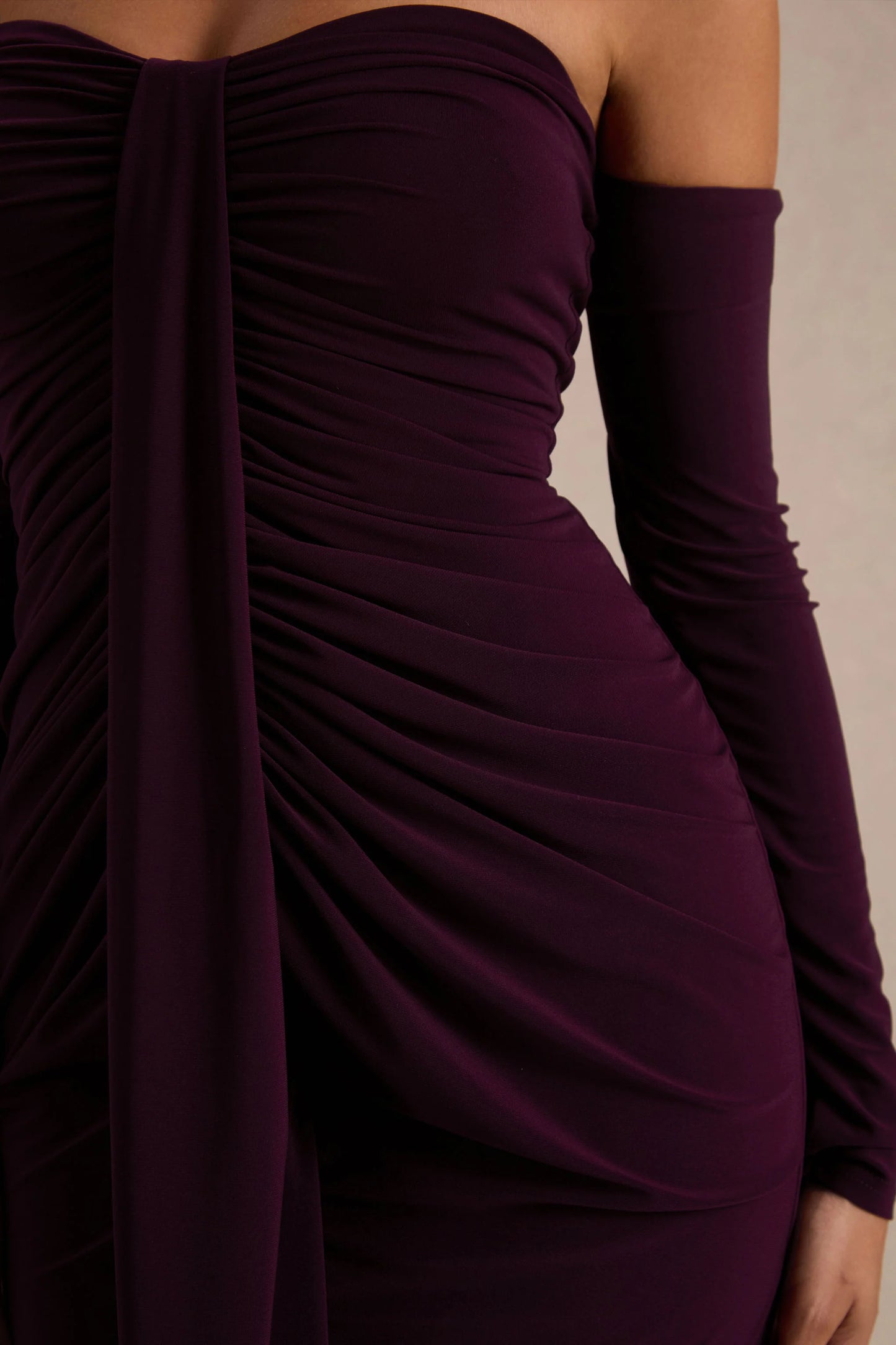 Harper Plum Bardot-Neck Maxi Dress
