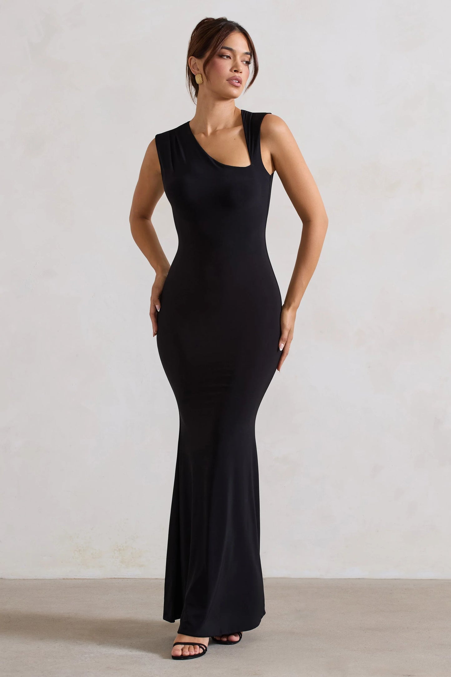 Behind The Scenes Black Sleeveless Cut-Out Maxi Dress
