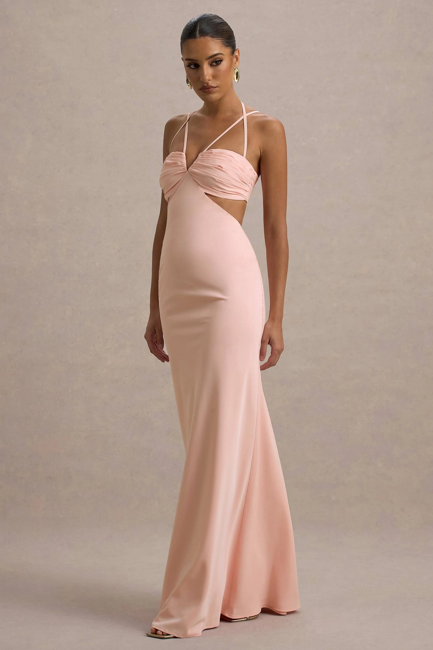 Leandra Pink Strappy Cut-Out Maxi Dress
