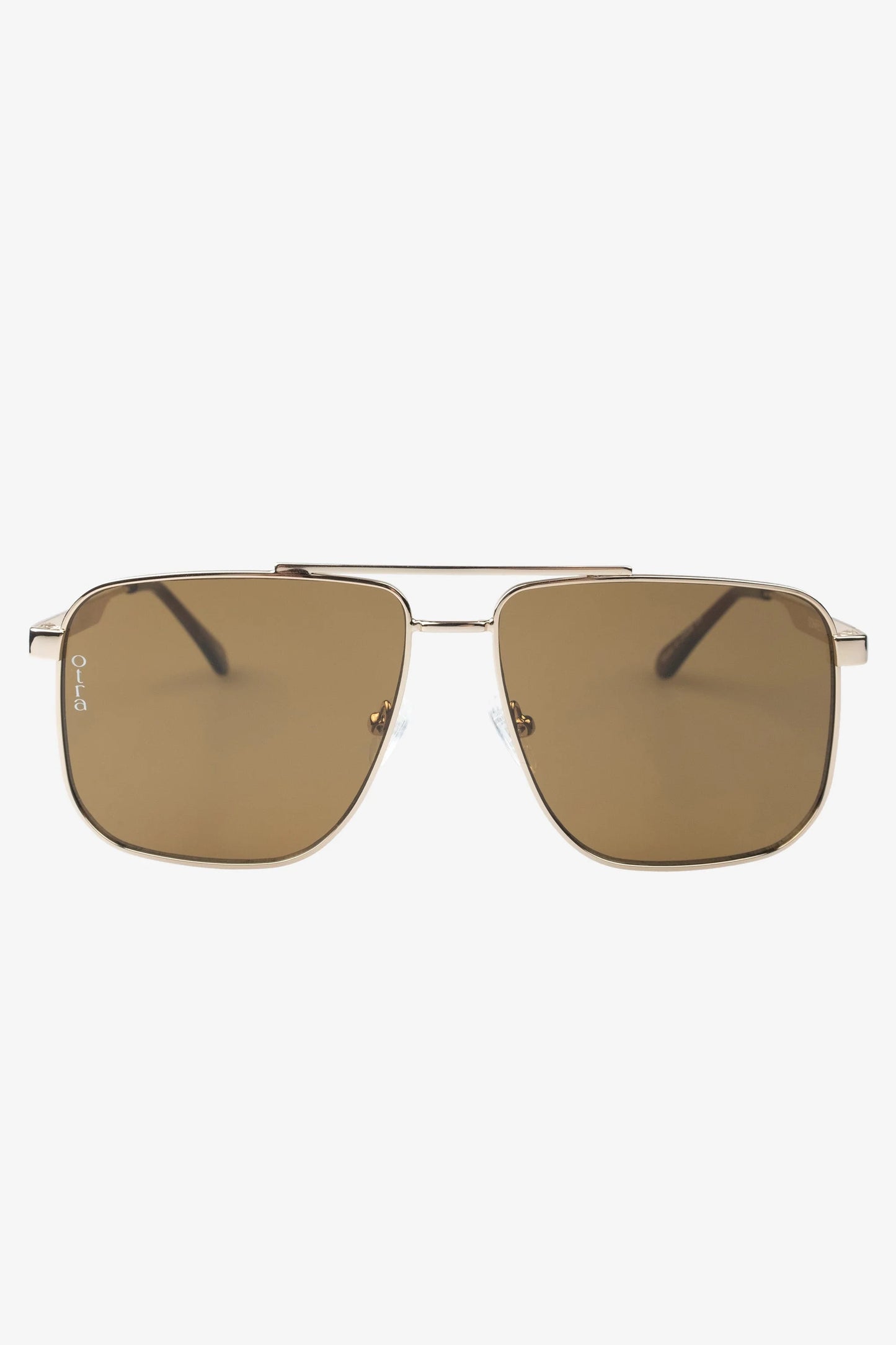 Sorrento Otra Gold Oversized Brown Tinted Sunglasses