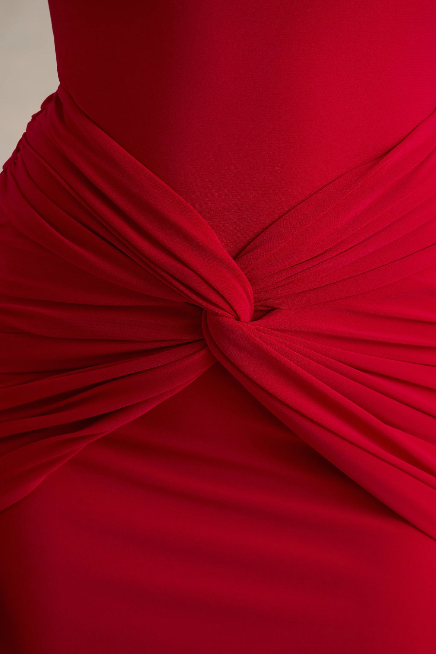 Alula Red High-Neck Maxi Dress With Twist Detail