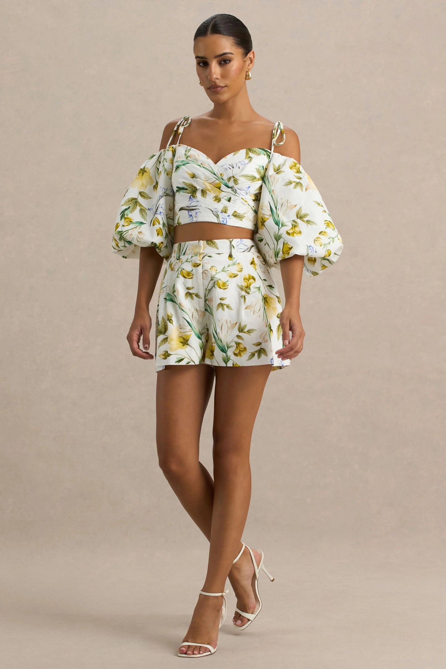 Pixel Lemon Floral Print Shorts