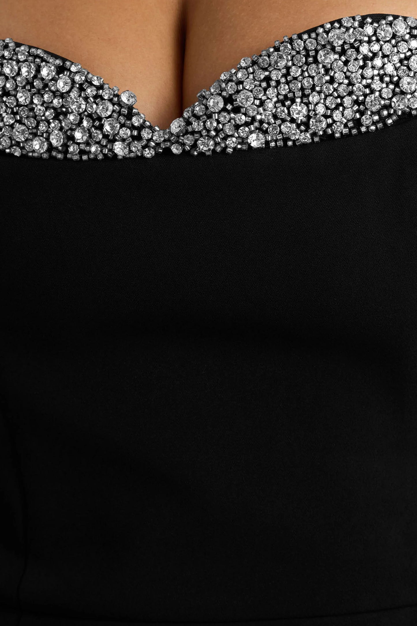 Martha Black Embellished Sweetheart-Neck Mini Dress