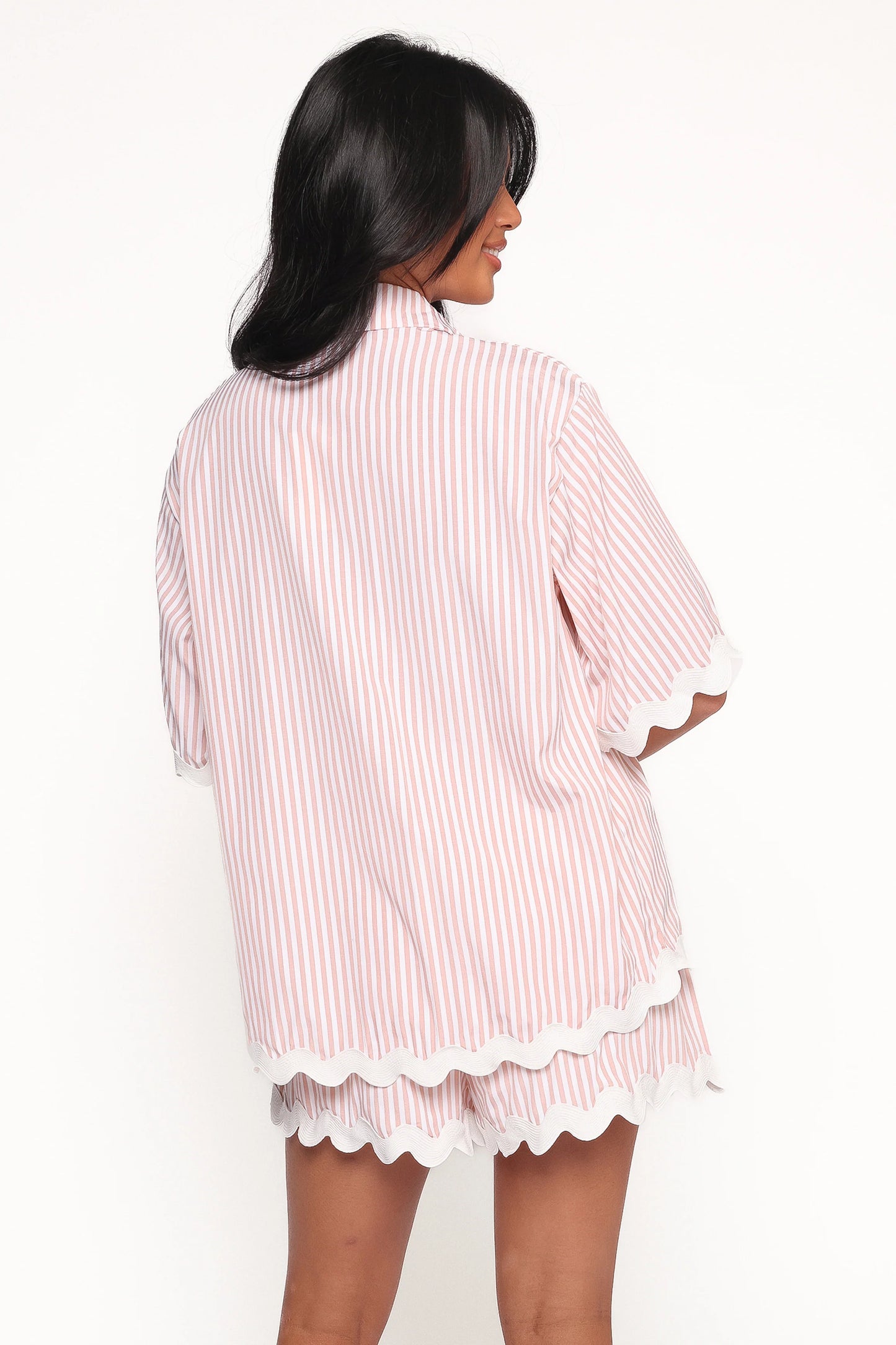 Wilson Short Set - Peach Stripe White