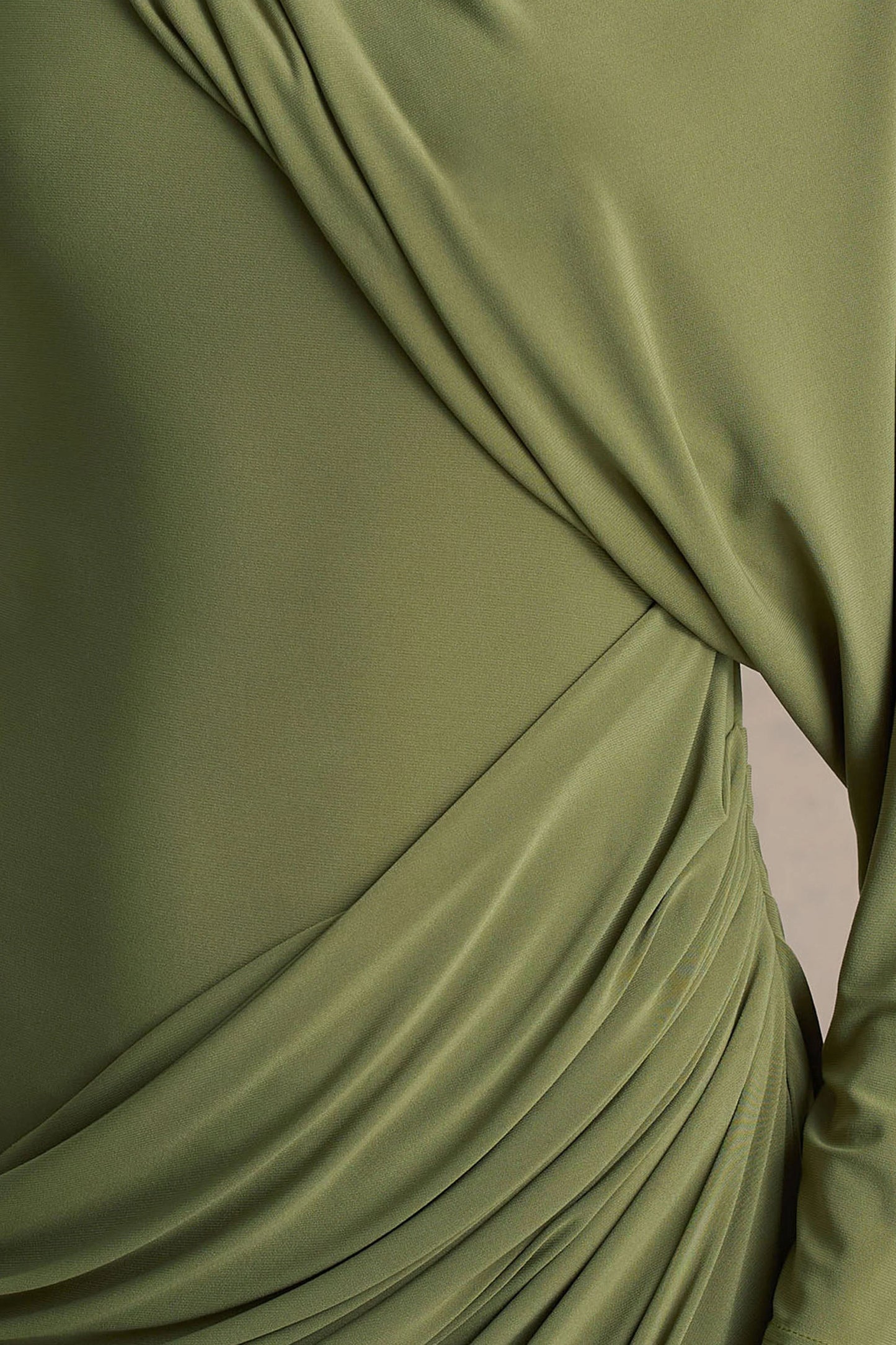 Aphra Green High-Neck Maxi Dress With Cape-Sleeve