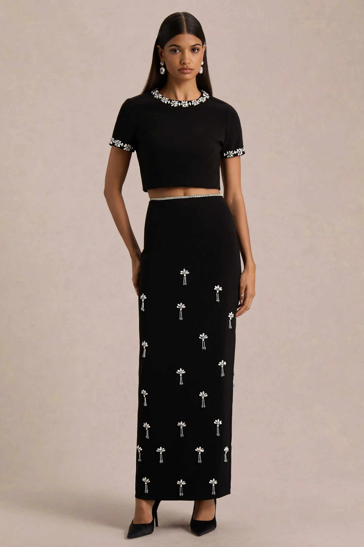 Salma Black Hand-Embellished Top