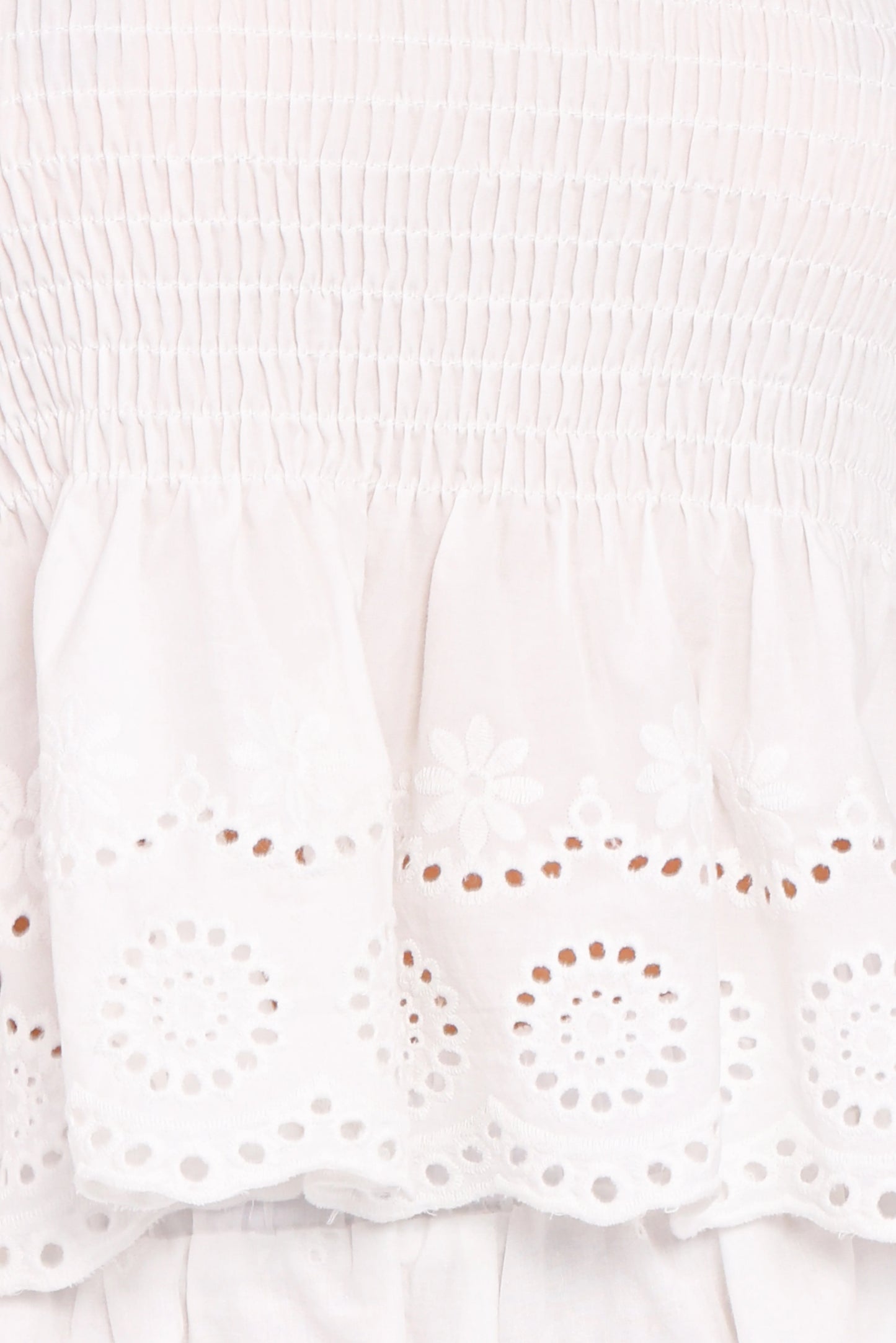 Gretal Smocked Eyelet Top - White