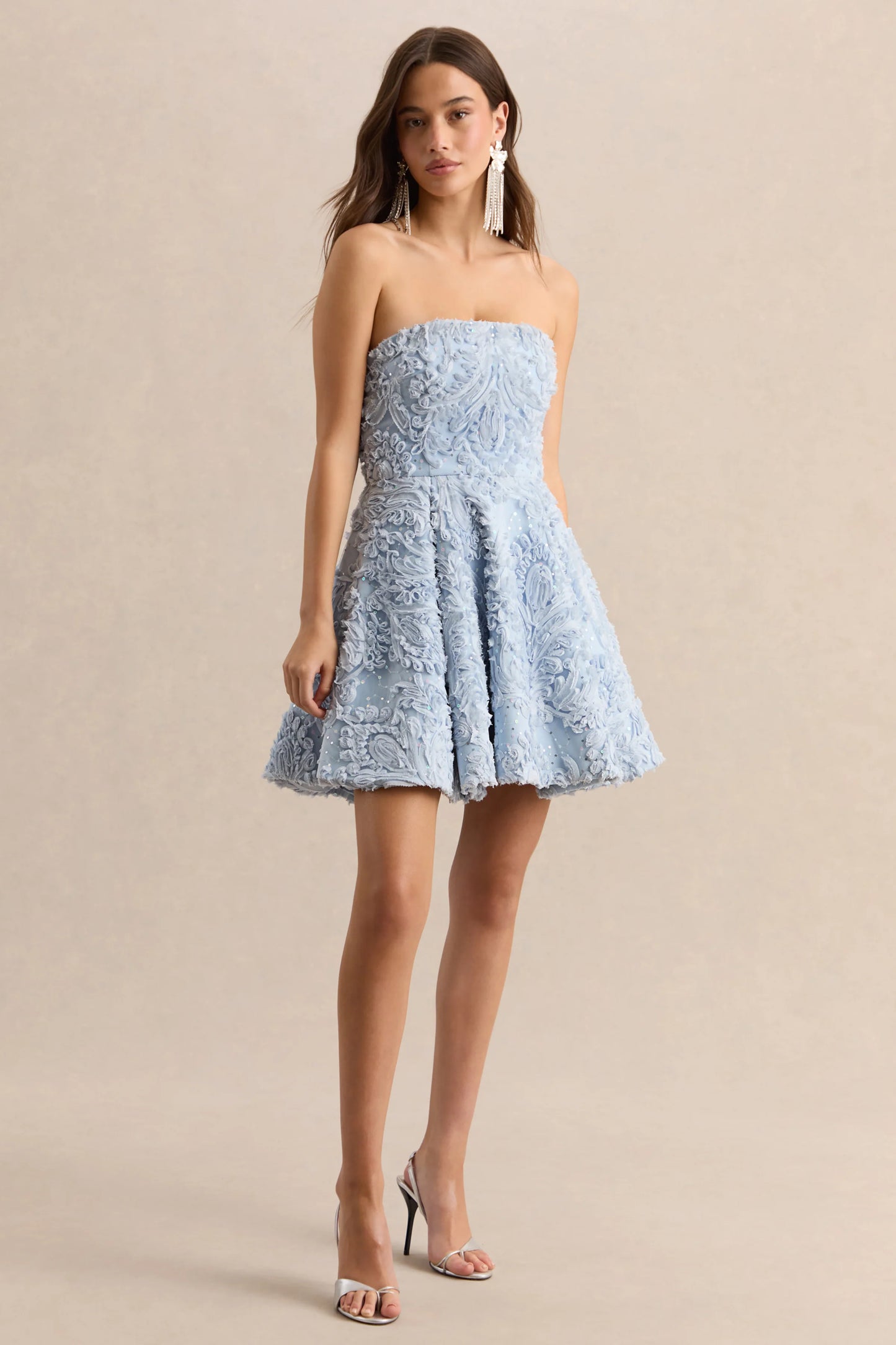 Zosia Blue Mesh Bandeau Mini Dress