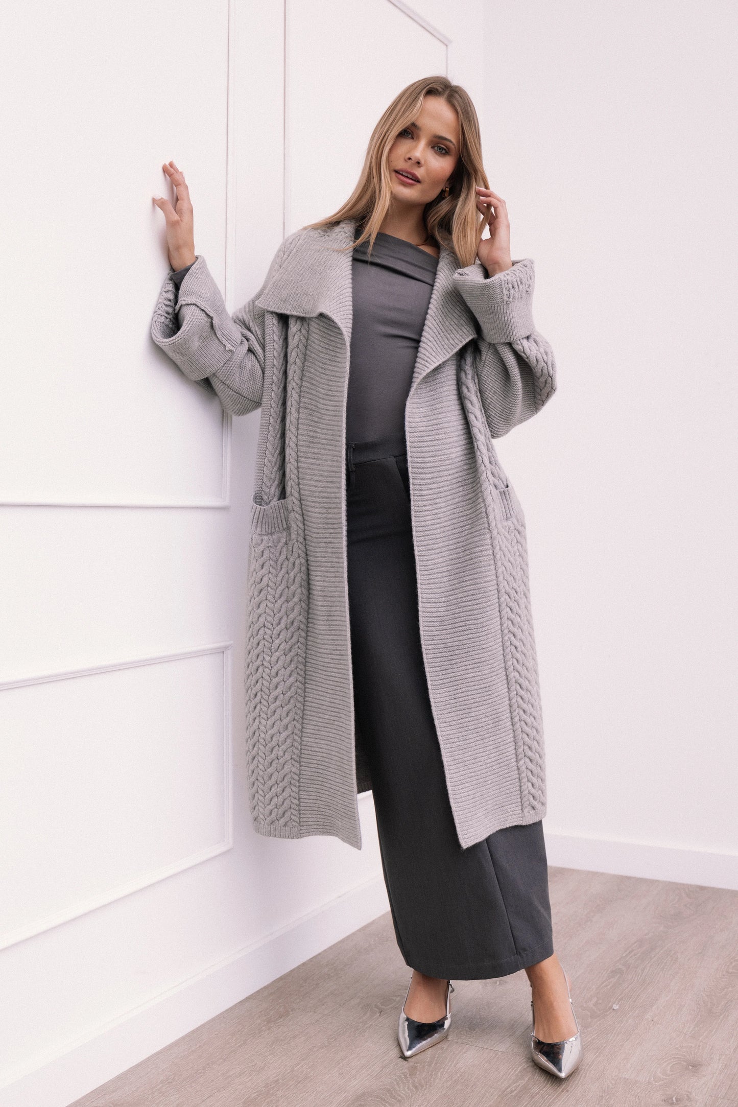 Soma Oversized Open Front Cardigan - Grey