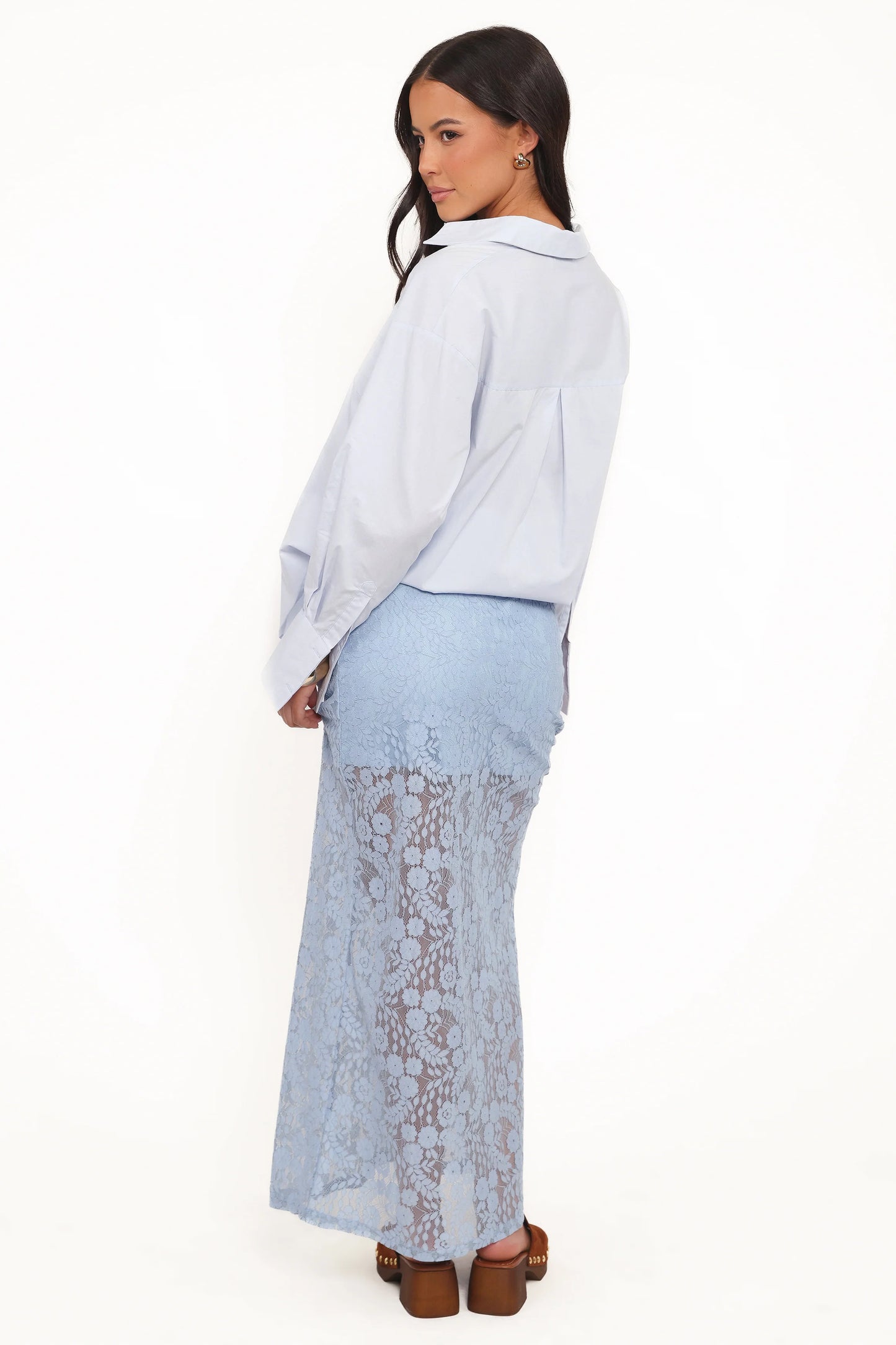 Brittany Lace Maxi Skirt - Blue