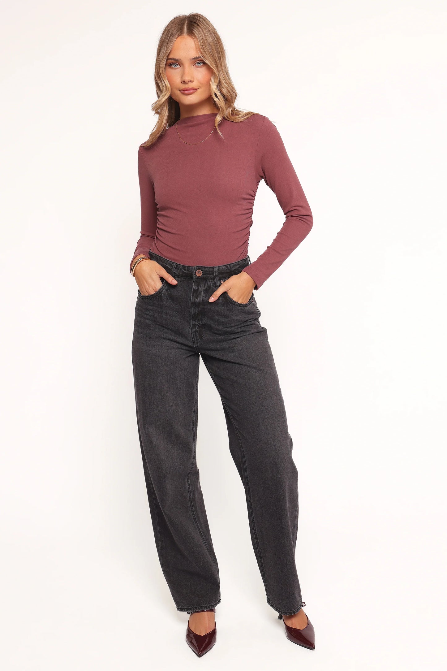 Nissa Long Sleeve Top - Chocolate Cherry