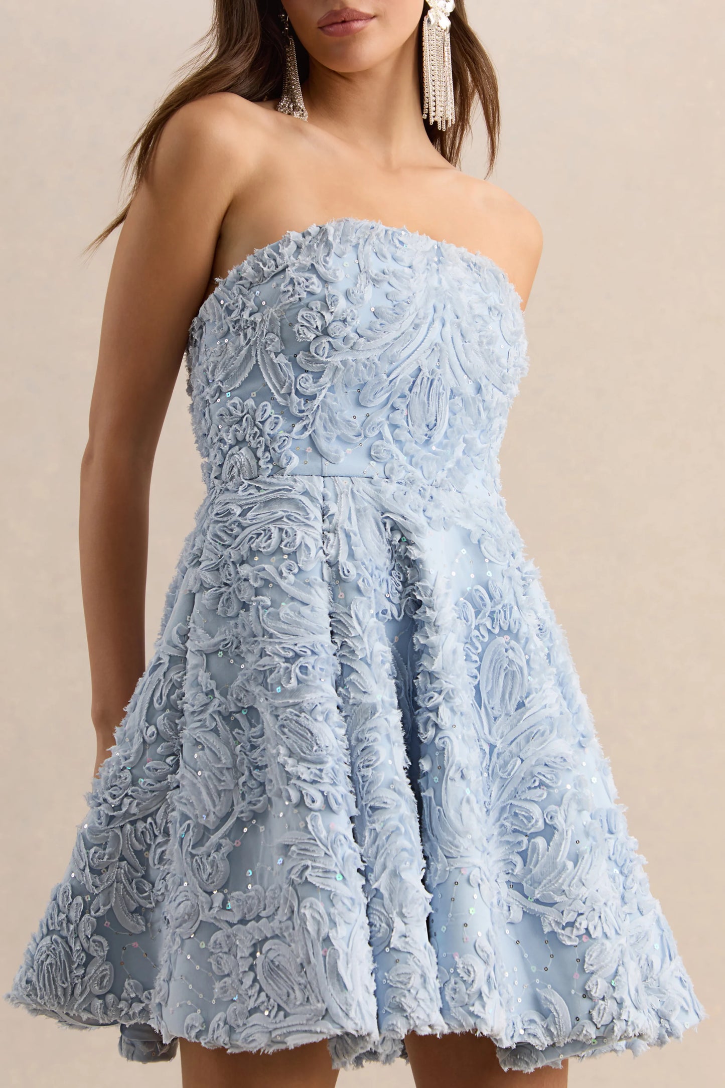 Zosia Blue Mesh Bandeau Mini Dress