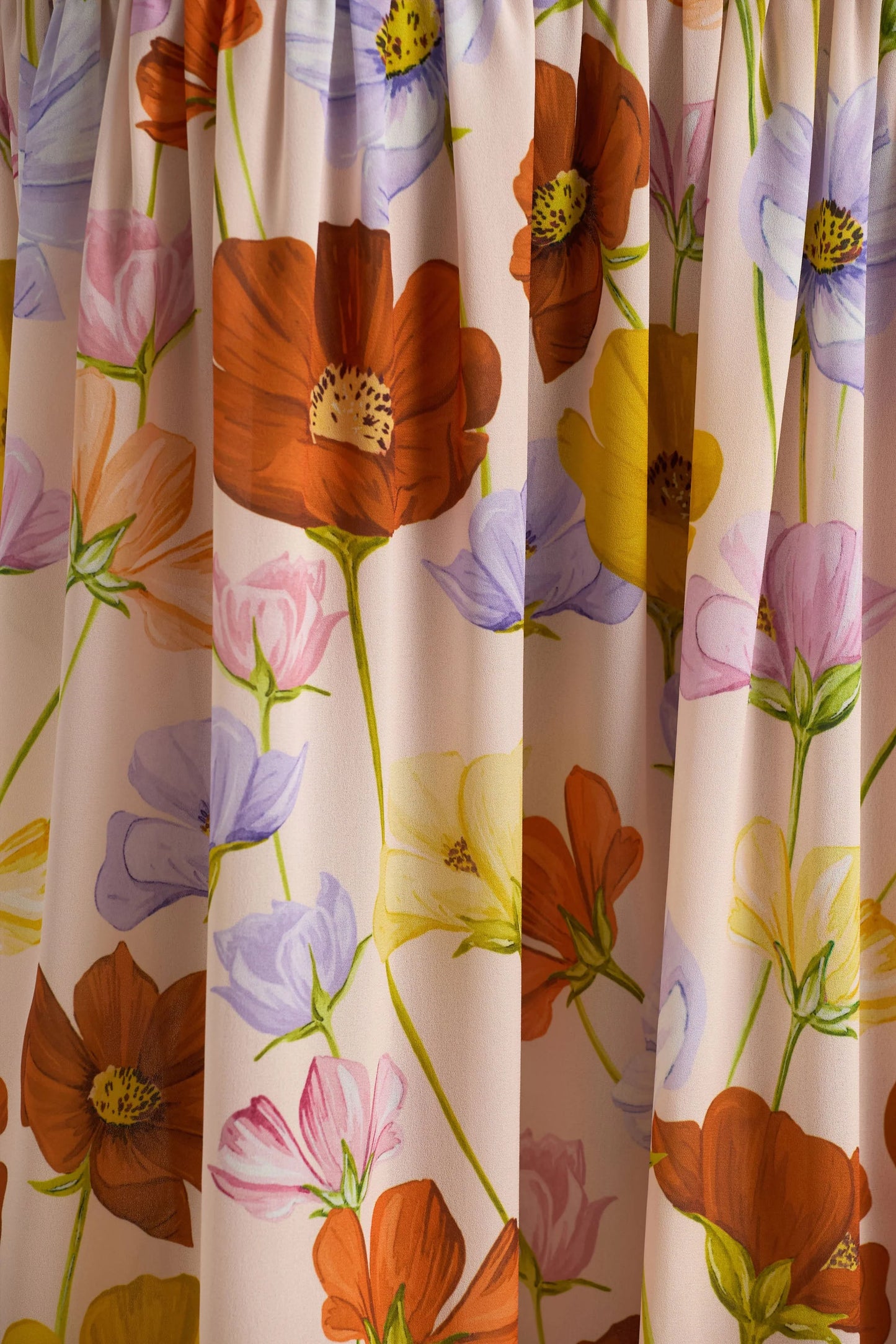 Ginny Bright Floral Print Puff-Sleeve Split Maxi Dress
