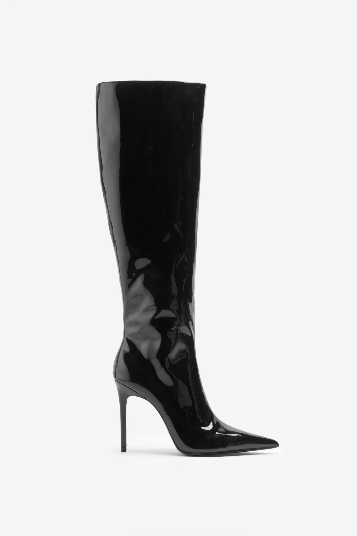 Over It Black Fitted Over-Knee Pointed Heeled Boots
