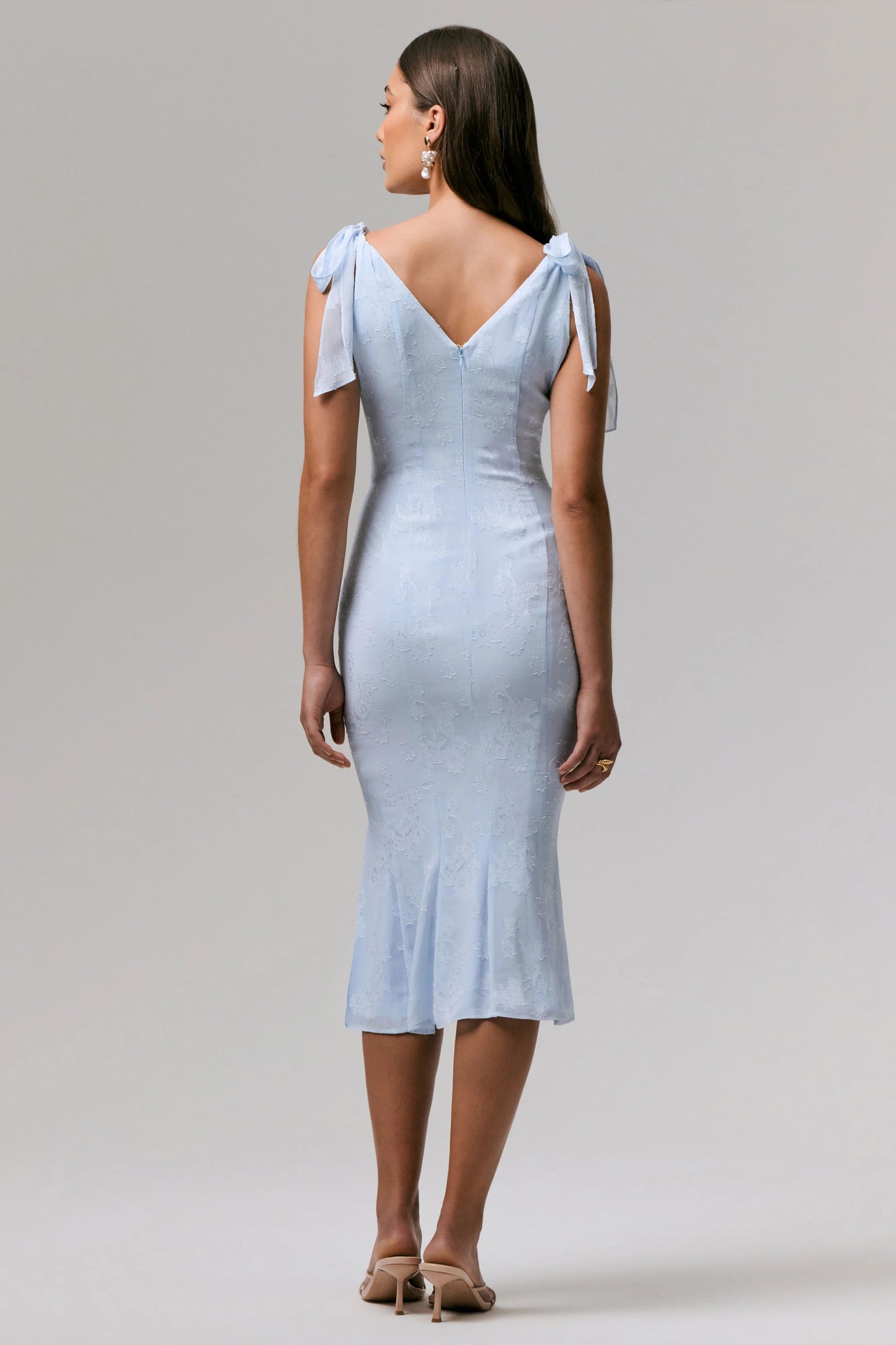 Dedicated Powder Blue Plunge-Neck Split Midi Dress