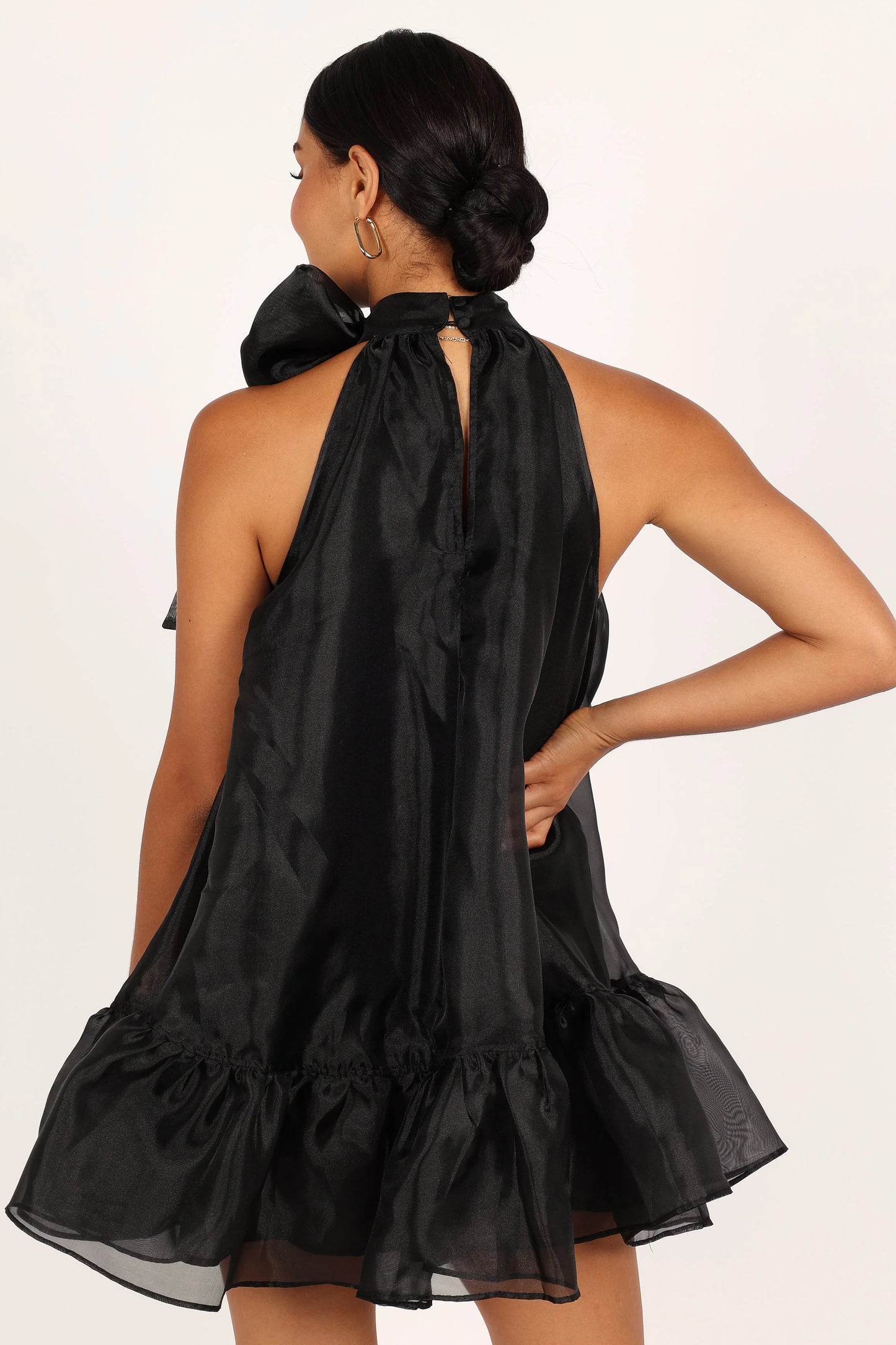 Sophia Bow Mini Dress - Black
