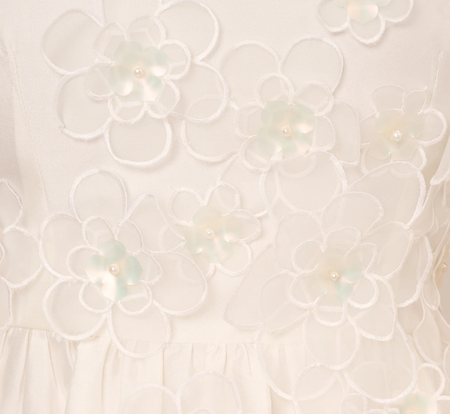 Sleeveless 3D Floral Taffeta Bubble Dress In Ivory
