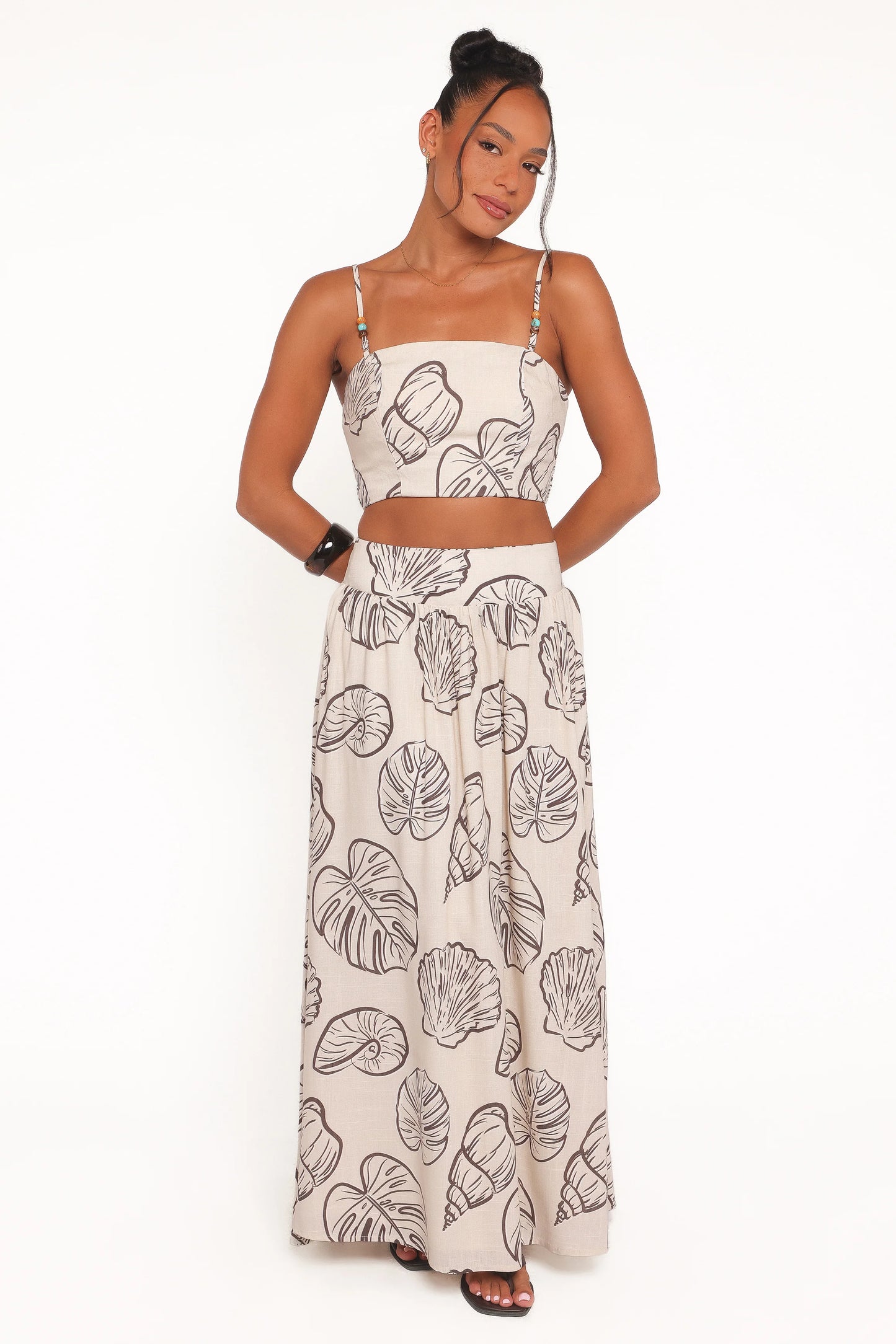Kristy Maxi Skirt Set - Cream Shells