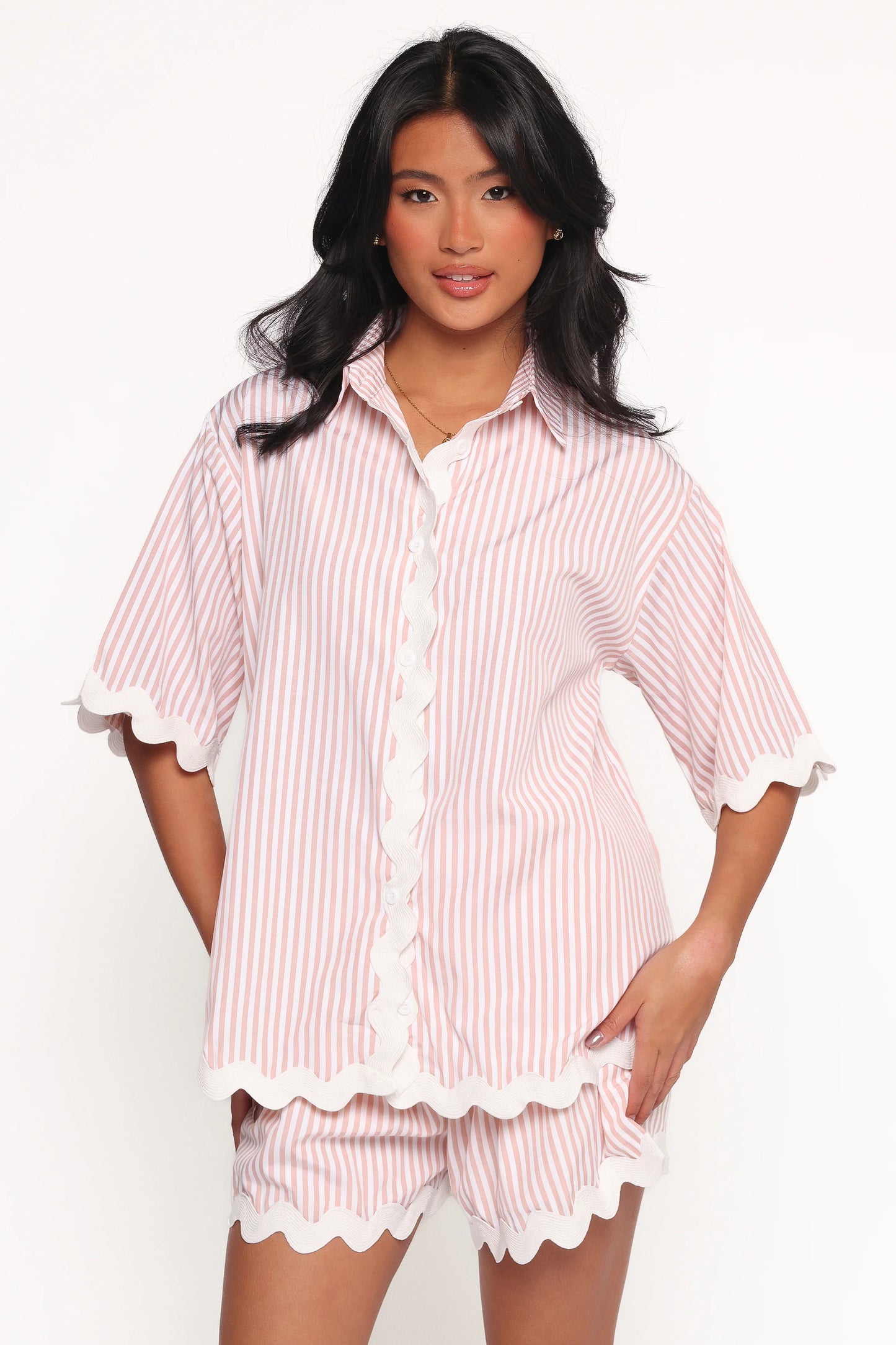 Wilson Short Set - Peach Stripe White